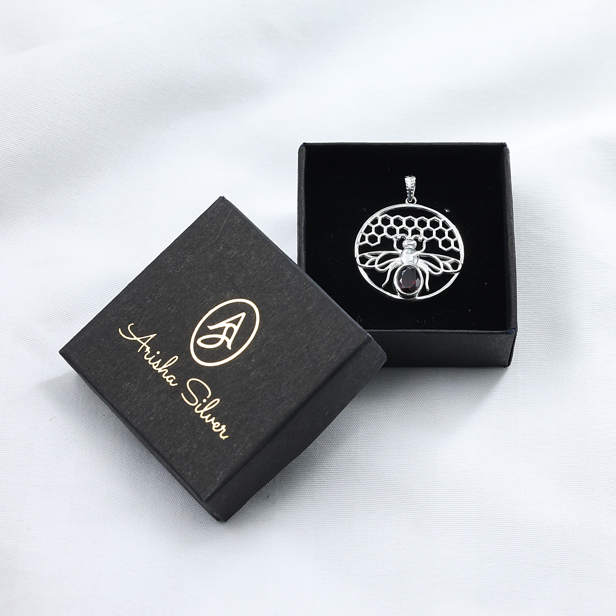 925 Sterling Silver Animal Jewelry Anniversary Gift Birthday Gift Garnet Pendant Gemstone Pendant Gift For Her Graduation Gift Handmade Jewelry Handmade Pendant Honey Bee Pendant Silver Jewelry Silver Pendent Unisex Jewelry Unisex Pendant Women Jewelry Women Pendant
