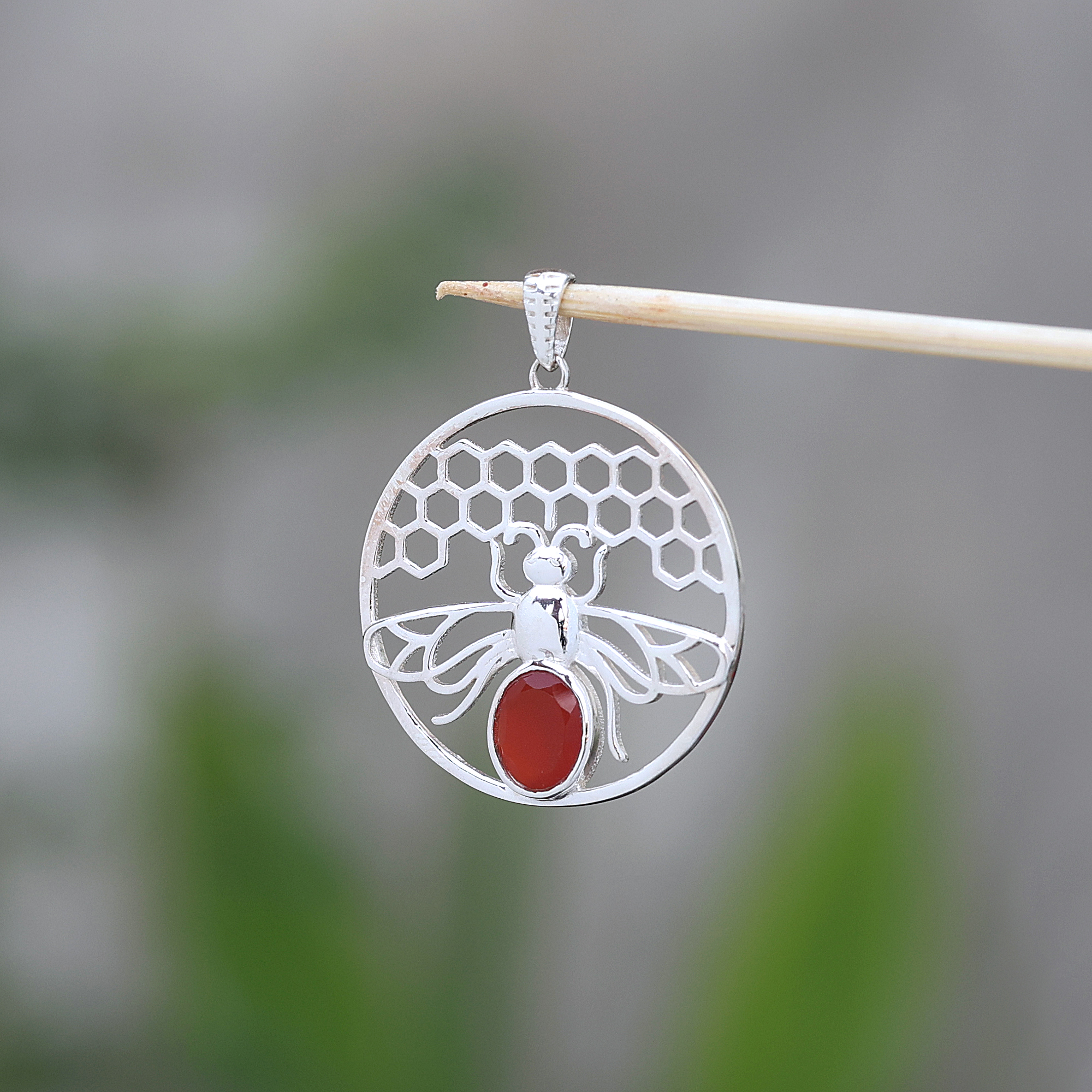 925 Sterling Silver Animal Jewelry Anniversary Gift Birthday Gift Birthstone Jewelry Carnelian Pendant Easter Gift Gemstone Pendant Gift For Her Graduation Gift Handmade Jewelry Handmade Pendant Honey Bee Pendant Jewelry For Sale Silver Jewelry Silver Pendent Unisex Jewelry Women Jewelry Women Pendant