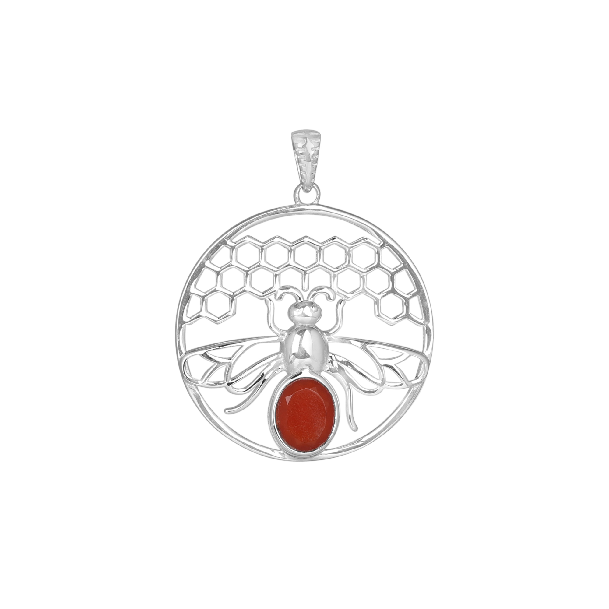 925 Sterling Silver Animal Jewelry Anniversary Gift Birthday Gift Birthstone Jewelry Carnelian Pendant Easter Gift Gemstone Pendant Gift For Her Graduation Gift Handmade Jewelry Handmade Pendant Honey Bee Pendant Jewelry For Sale Silver Jewelry Silver Pendent Unisex Jewelry Women Jewelry Women Pendant