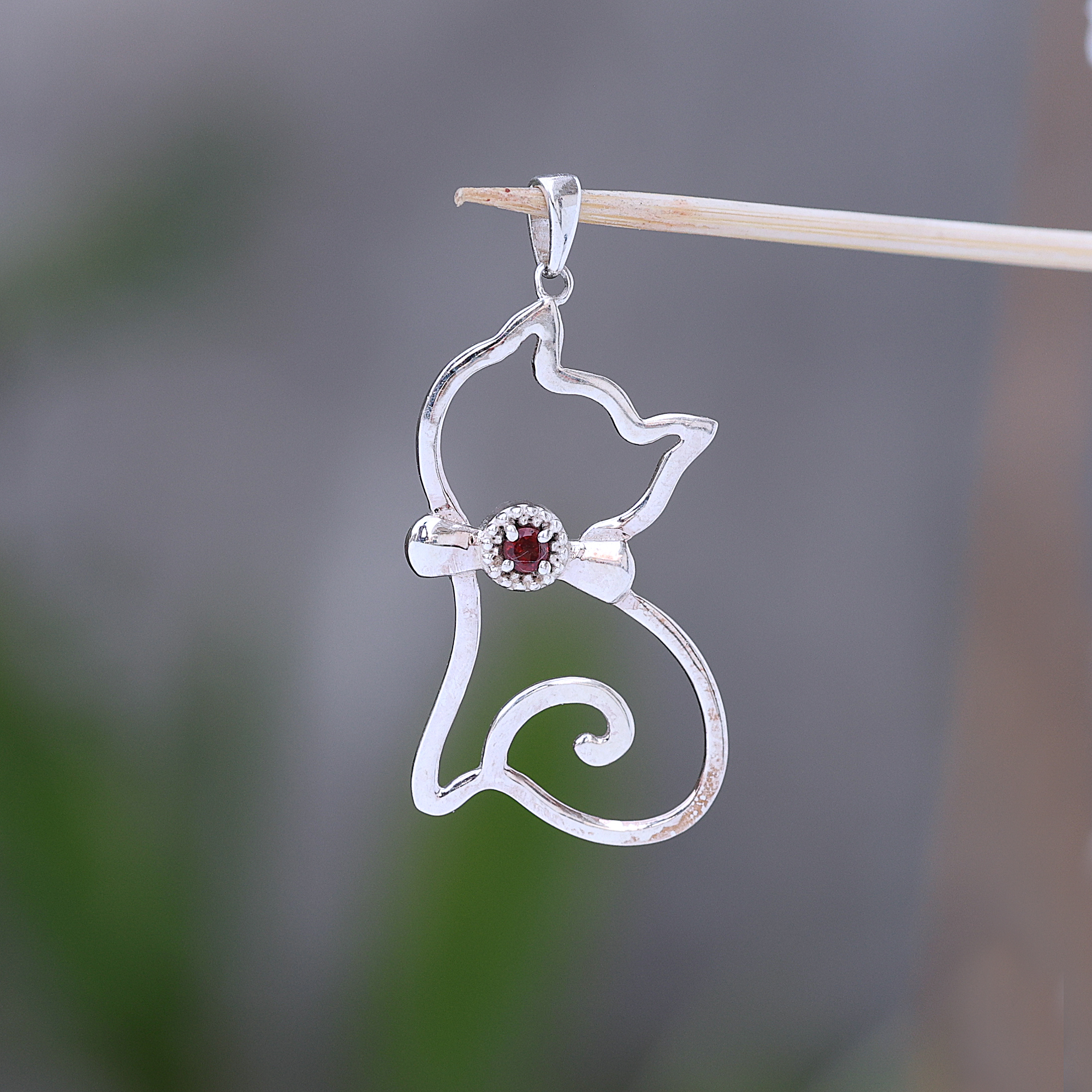 925 Sterling Silver Animal Jewelry Anniversary Gift Birthday Gift Birthstone Jewelry Cat Pendant Christmas Gift Easter Gift Garnet Pendant Gemstone Pendant Gift For Her Handmade Jewelry Handmade Pendant Jewelry For Sale Silver Jewelry Silver Pendent Unisex Pendant Valentines Gift Women Jewelry Women Pendant