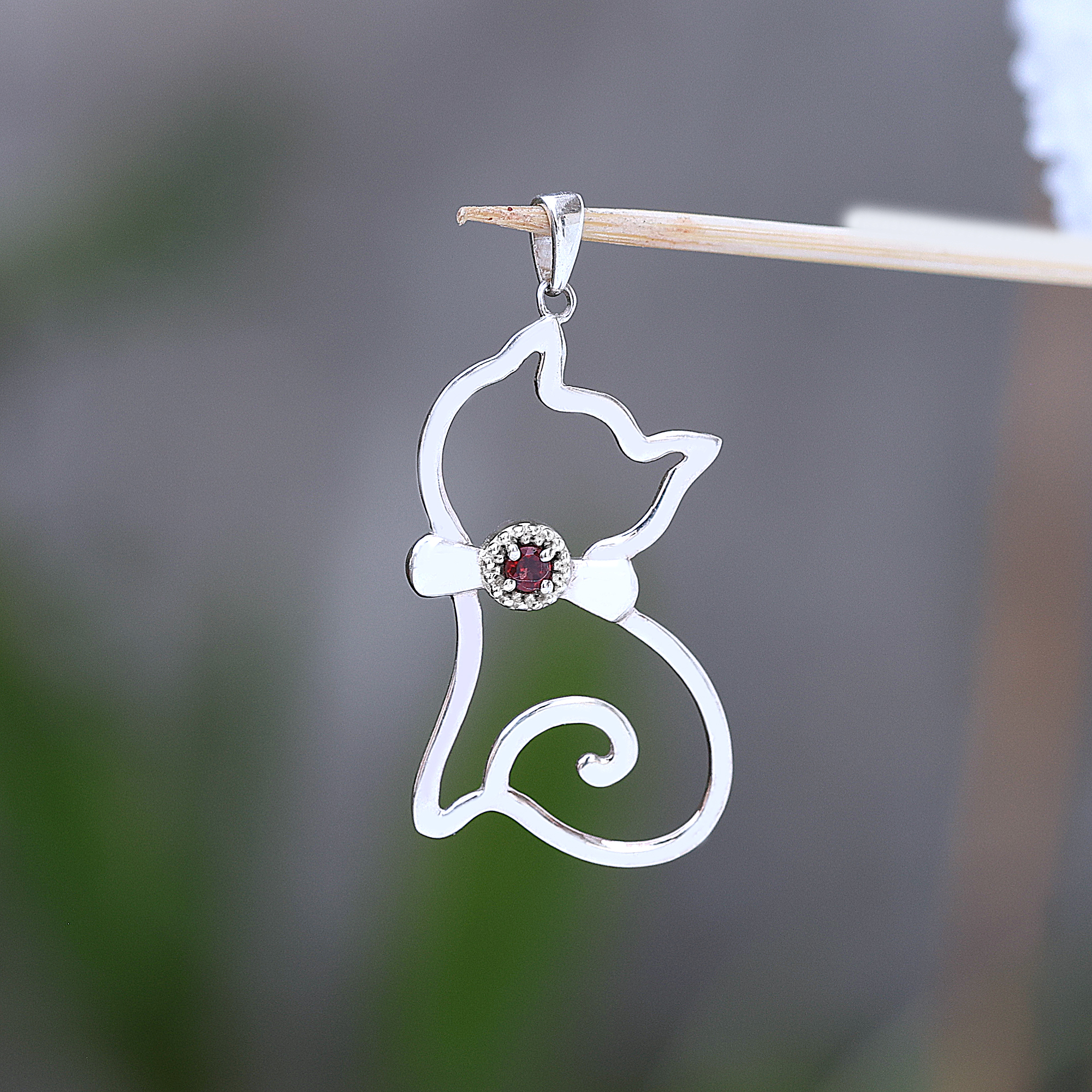 925 Sterling Silver Animal Jewelry Anniversary Gift Birthday Gift Birthstone Jewelry Cat Pendant Christmas Gift Easter Gift Garnet Pendant Gemstone Pendant Gift For Her Handmade Jewelry Handmade Pendant Jewelry For Sale Silver Jewelry Silver Pendent Unisex Pendant Valentines Gift Women Jewelry Women Pendant