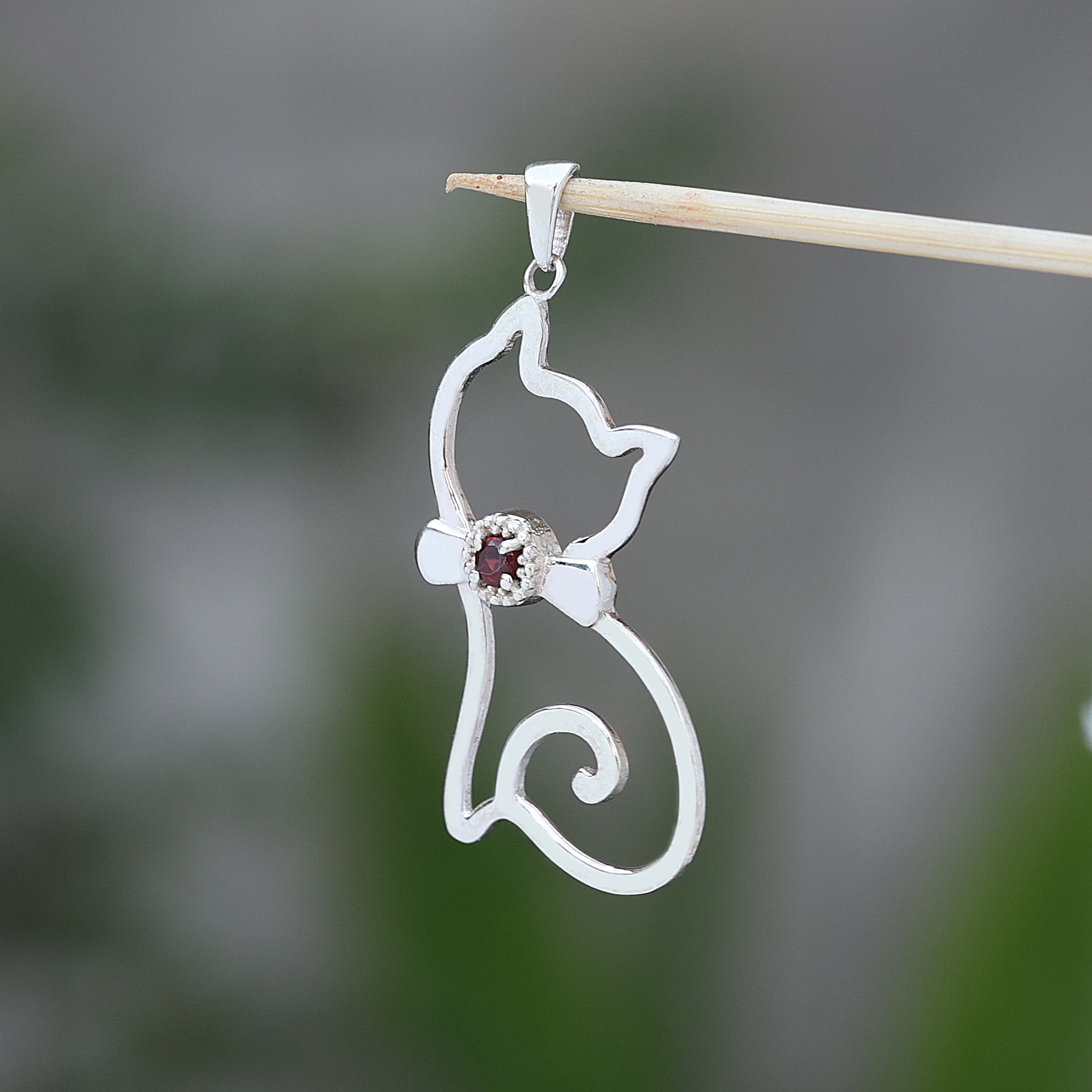 925 Sterling Silver Animal Jewelry Anniversary Gift Birthday Gift Birthstone Jewelry Cat Pendant Christmas Gift Easter Gift Garnet Pendant Gemstone Pendant Gift For Her Handmade Jewelry Handmade Pendant Jewelry For Sale Silver Jewelry Silver Pendent Unisex Pendant Valentines Gift Women Jewelry Women Pendant