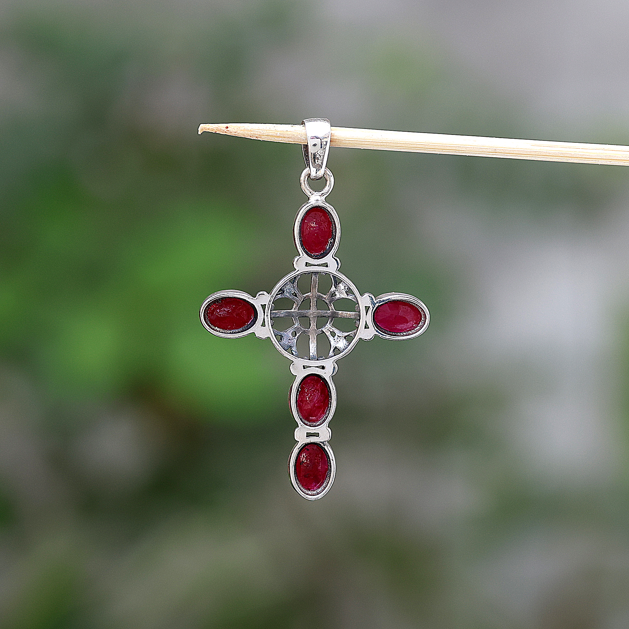 925 Sterling Silver Anniversary Gift Birthday Gift Birthstone Jewelry Christmas Gift Cross Pendant Easter Gift Gemstone Pendant Gift For Her Graduation Gift Handmade Jewelry Handmade Pendant Jewelry For Sale Kashmir Ruby Pendant Silver Jewelry Silver Pendant Spiritual Pendant Unisex Pendant Women Jewelry