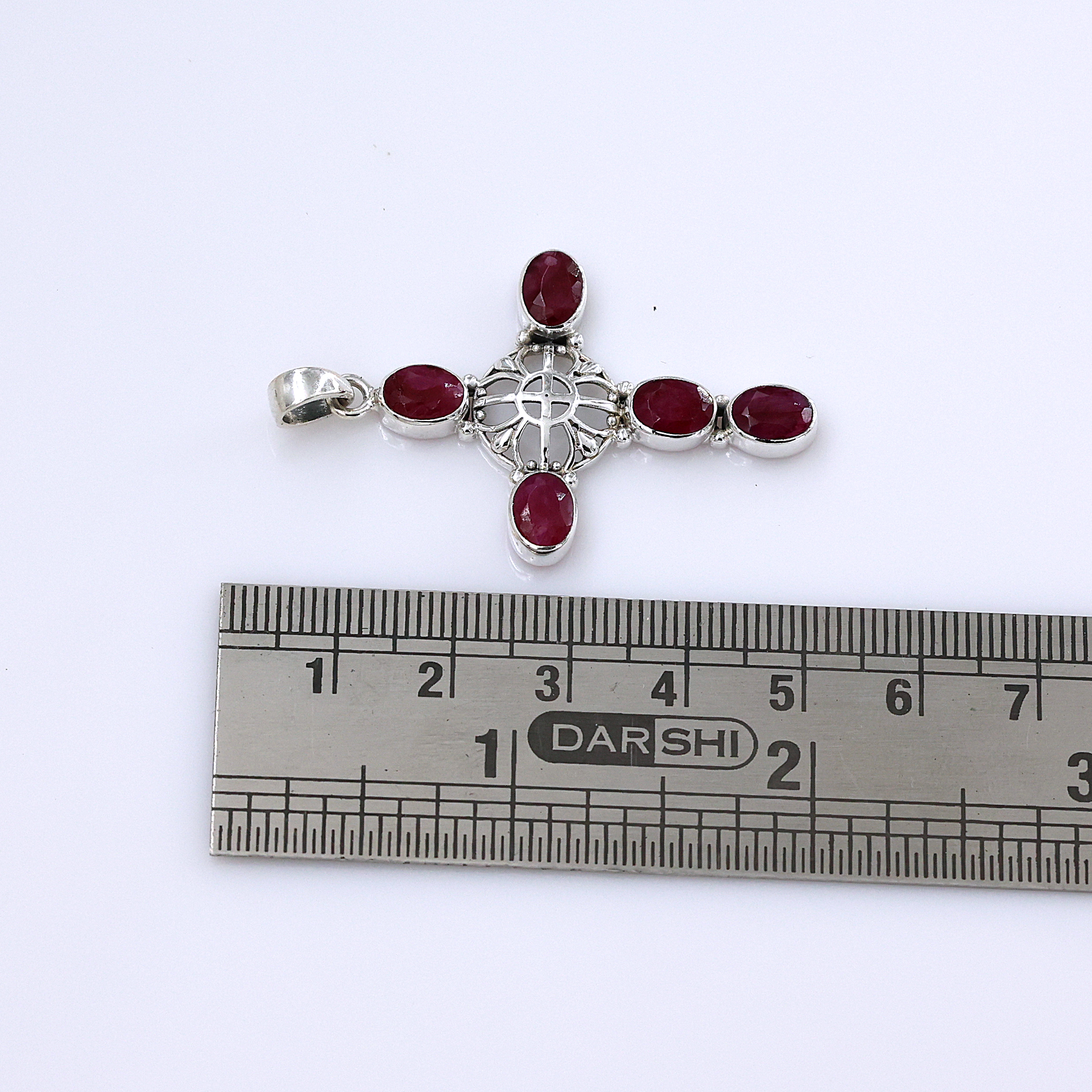 925 Sterling Silver Anniversary Gift Birthday Gift Birthstone Jewelry Christmas Gift Cross Pendant Easter Gift Gemstone Pendant Gift For Her Graduation Gift Handmade Jewelry Handmade Pendant Jewelry For Sale Kashmir Ruby Pendant Silver Jewelry Silver Pendant Spiritual Pendant Unisex Pendant Women Jewelry