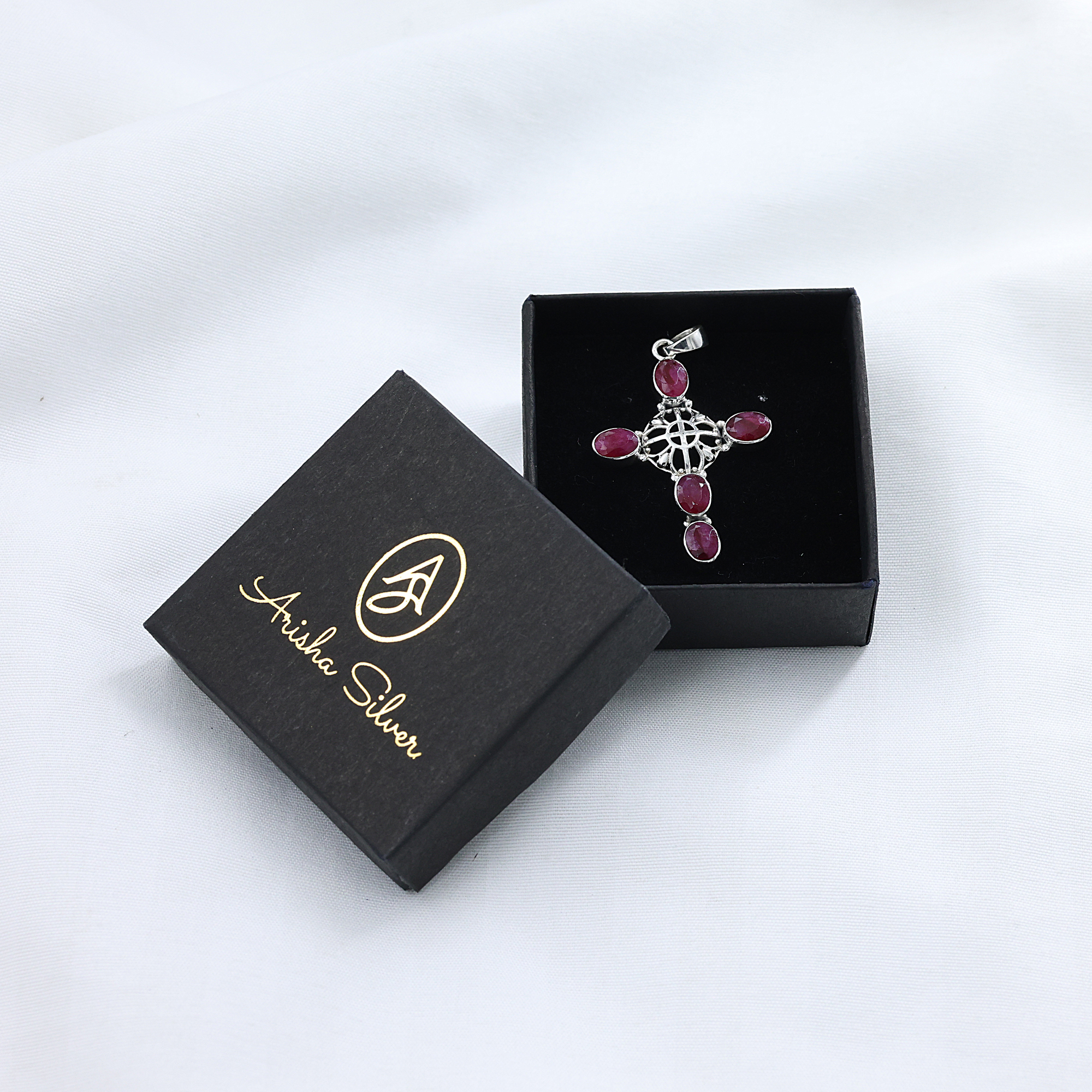 925 Sterling Silver Anniversary Gift Birthday Gift Birthstone Jewelry Christmas Gift Cross Pendant Easter Gift Gemstone Pendant Gift For Her Graduation Gift Handmade Jewelry Handmade Pendant Jewelry For Sale Kashmir Ruby Pendant Silver Jewelry Silver Pendant Spiritual Pendant Unisex Pendant Women Jewelry