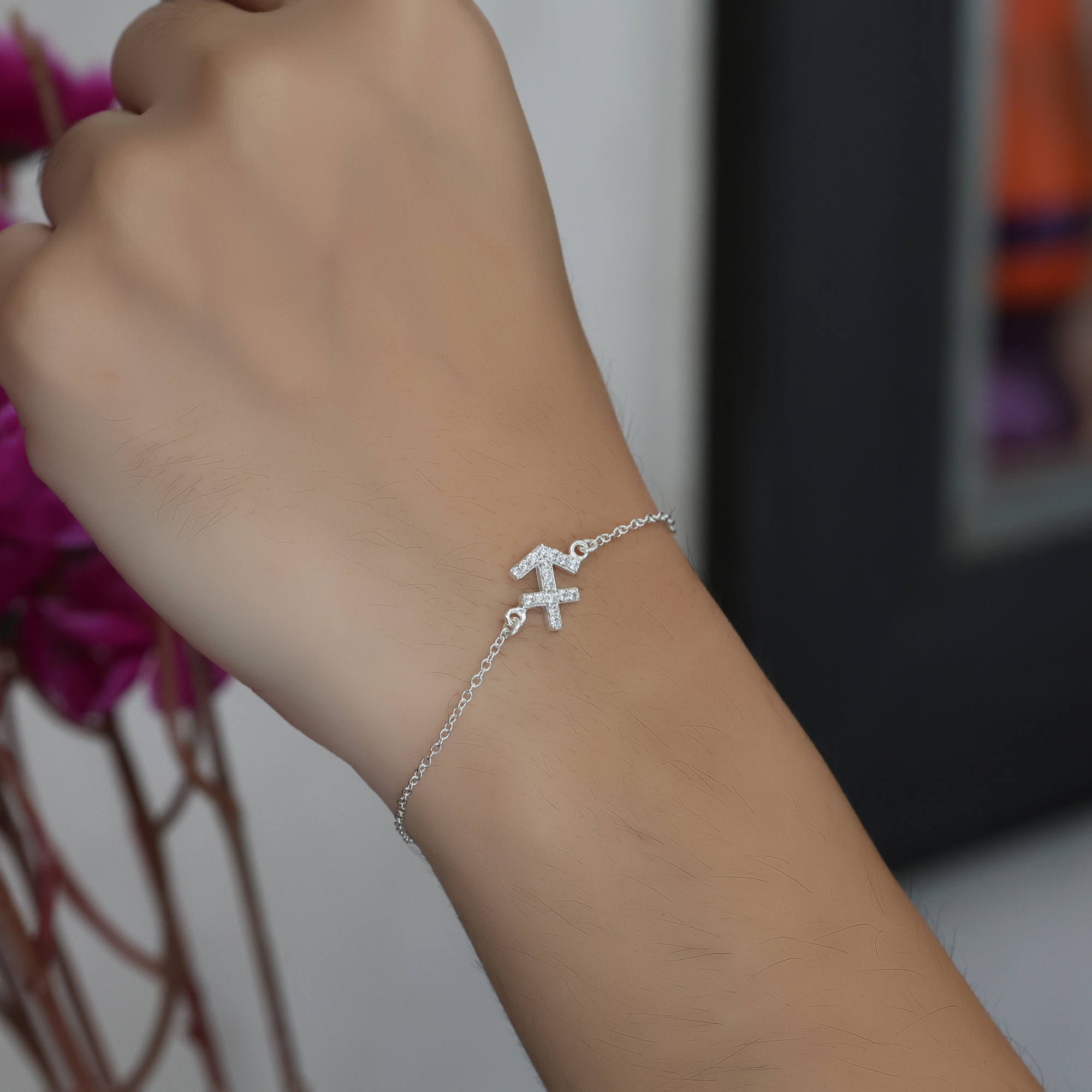 925 Sterling Silver Anniversary Gift Astrological Bracelet Birthday Gift Cubic Zirconia Bracelet Gift For Her Gift For Mom Graduation Gift Handmade Bracelet Silver Bracelet Silver Jewelry Valentines Gift Women Bracelet Women Jewelry Zodiac Sign Bracelet