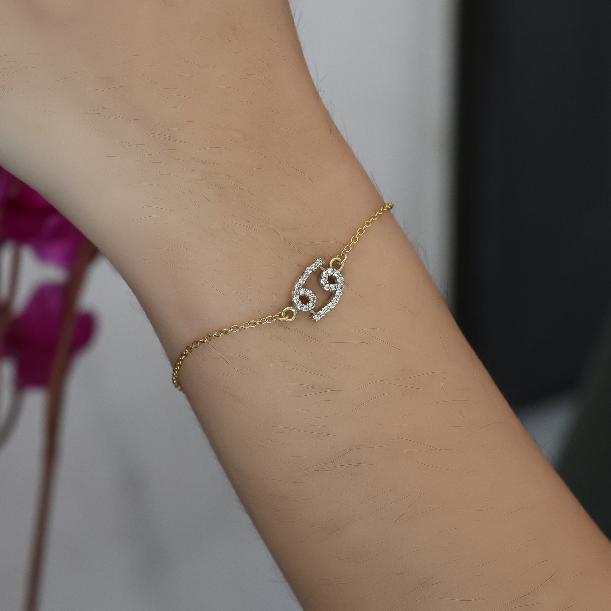 925 Sterling Silver Anniversary Gift Astrological Bracelet Birthday Gift Cancer Zodiac Sign Christmas Gift Cubic Zirconia Bracelet Gift For Her Gift For Mom Gold Plated Jewelry Gold Plating Bracelet Handmade Bracelet Housewarming Gift. Silver Bracelet Silver Jewelry Women Bracelet Women Jewelry Zodiac Sign Bracelet