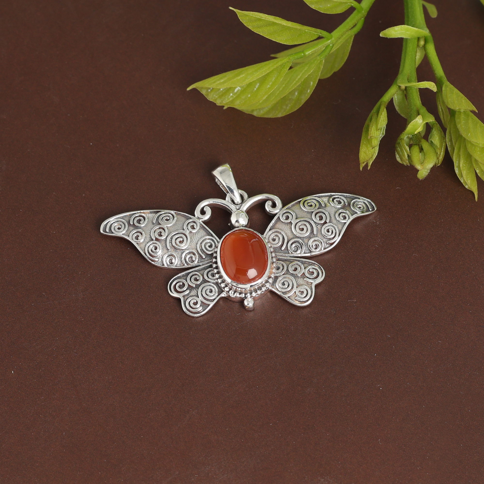 925 Sterling Silver Animal Jewelry Anniversary Gift Birthday Gift Butterfly Pendant Carnelian Pendant Gemstone Pendant Gift For Her Gift For Mom Handmade Jewelry Handmade Pendant Silver Jewelry Silver Pendant Women Pendant