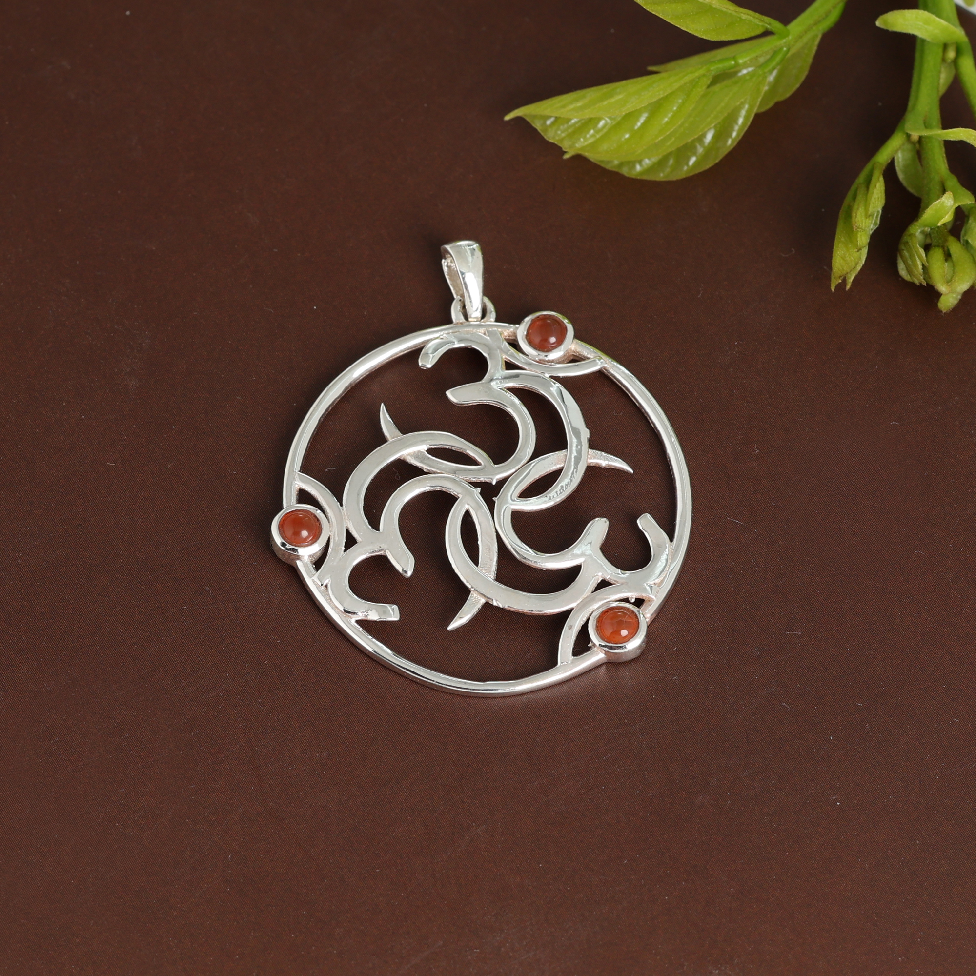 925 Sterling Silver Anniversary Gift Birthday Gift Carnelian Pendant Christmas Gift Easter Gift Gemstone Pendant Gift For Her Gift For Mom Graduation Gift Handmade Jewelry Handmade Pendant Jewelry For Gift Om Pendant Silver Jewelry Silver Pendant Spiritual Jewelry Spiritual Pendant