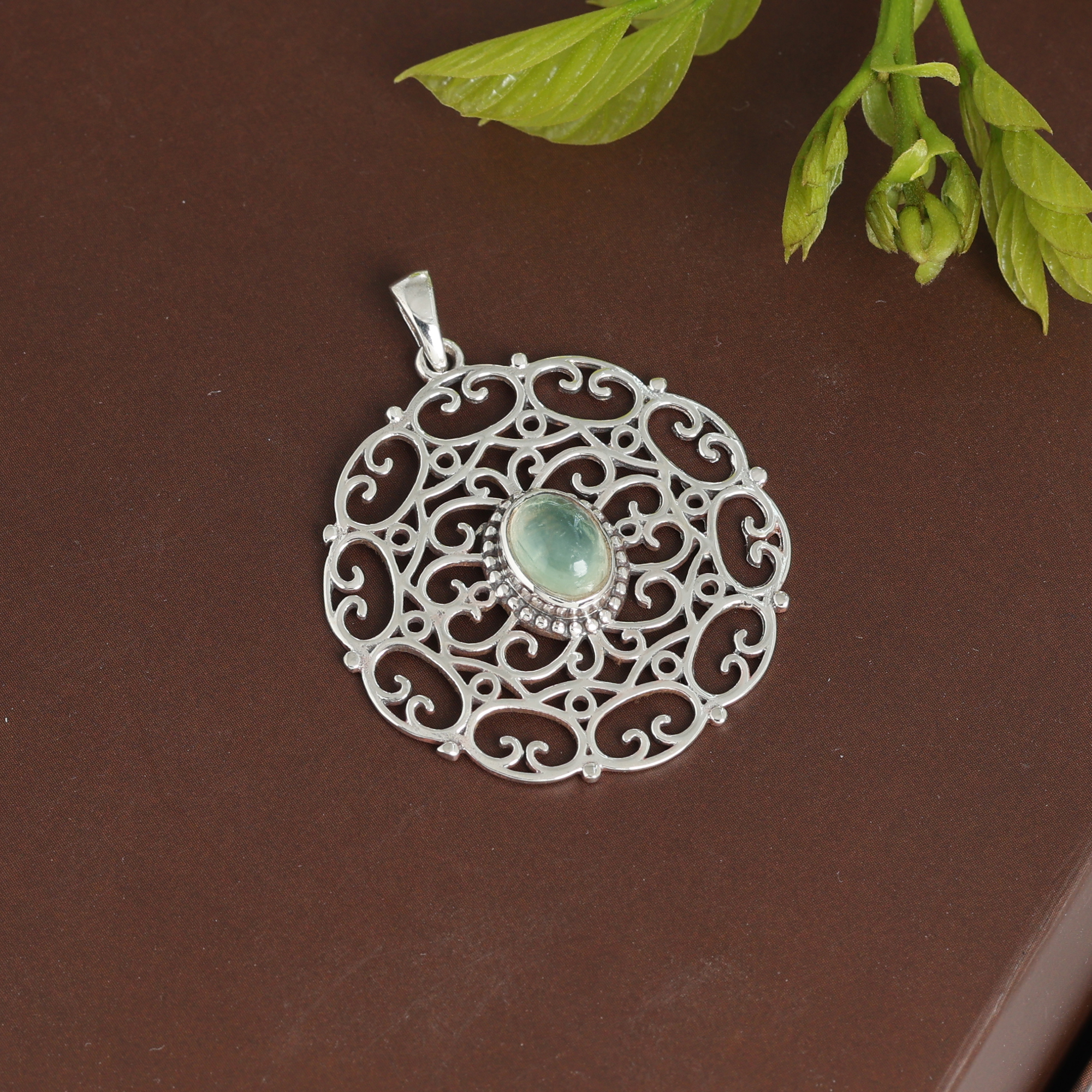 925 Sterling Silver Anniversary Gift Birthday Gift Christmas Gift Easter Gift Filigree Pendant Gemstone Pendant Gift For Her Graduation Gift Halloween Gift Handmade Jewelry Handmade Pendant Housewarming Gift. Prehnite Pendant Silver Jewelry Silver Pendant Women Jewelry Women Pendant