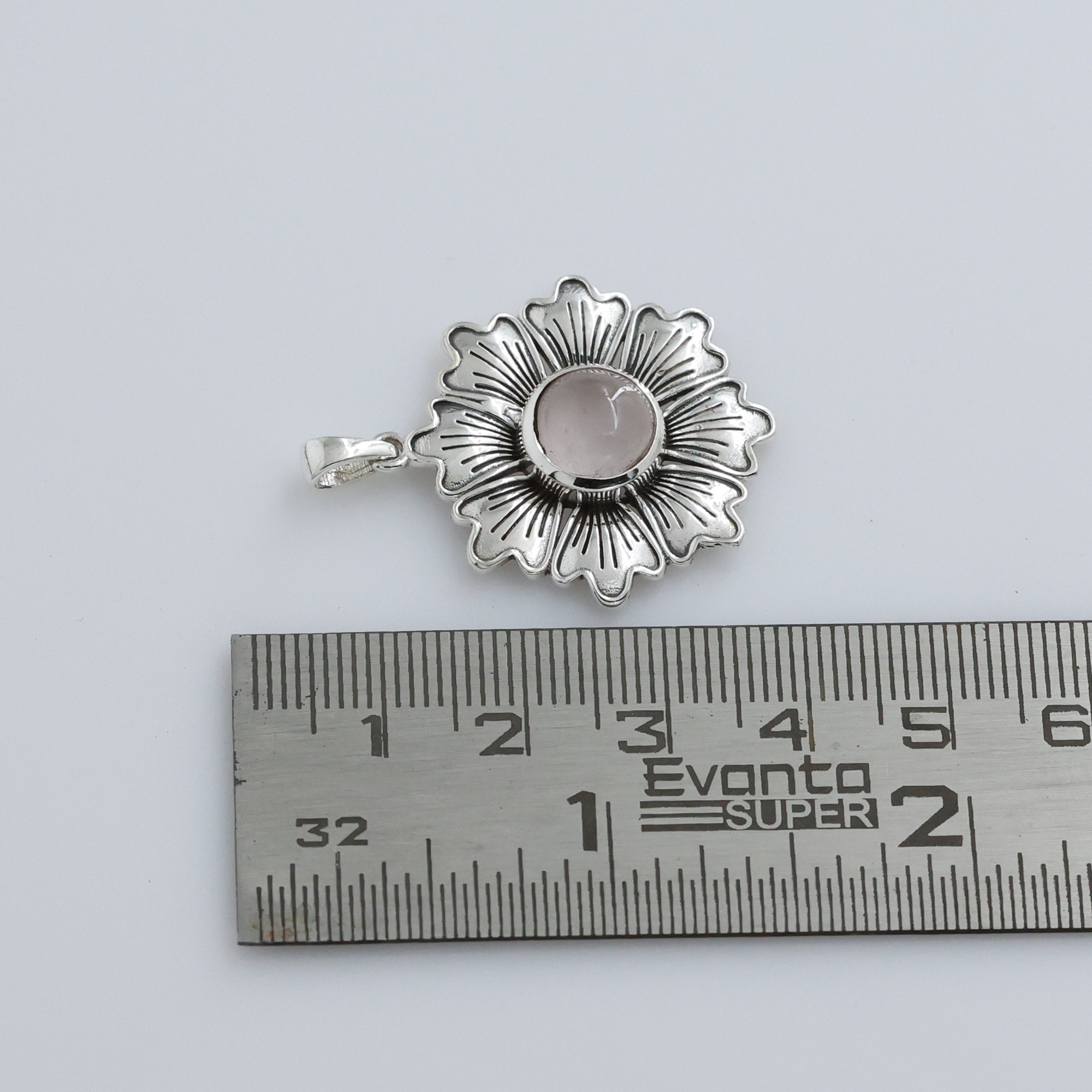 925 Sterling Silver Anniversary Gift Birthday Gift Christmas Gift Easter Gift Flower Pendant Gemstone Pendant Gift For Her Gift For Mom Halloween Gift Handmade Jewelry Handmade Pendant Jewelry For Gift Mother's Day Gift Rose Quartz Pendant Silver Jewelry Silver Pendant