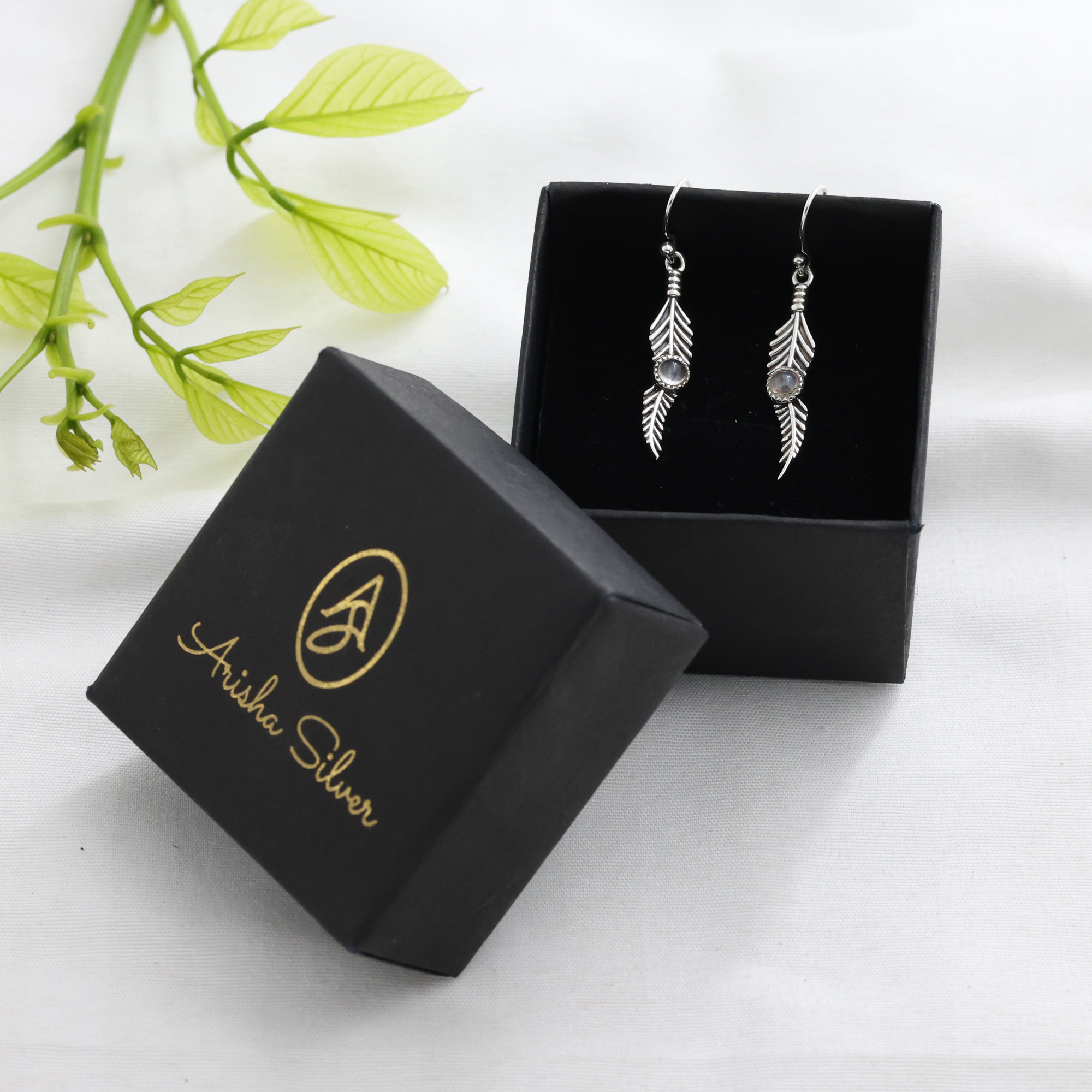 925 Sterling Silver Anniversary Gift Birthday Gift Christmas Gift Easter Gift Gemstone Earring Gift For Mom Gifts For Her Graduation Gift Handmade Earring Handmade Jewelry Leaf Earring Moonstone Earring Silver Earring Silver Jewelry Tree Of Life Jewelry Valentines Gift Women Earring Women Jewelry