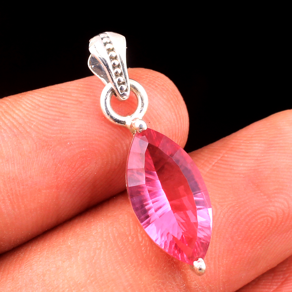 Marquise Pendant Pink Pendant Silver Pendant