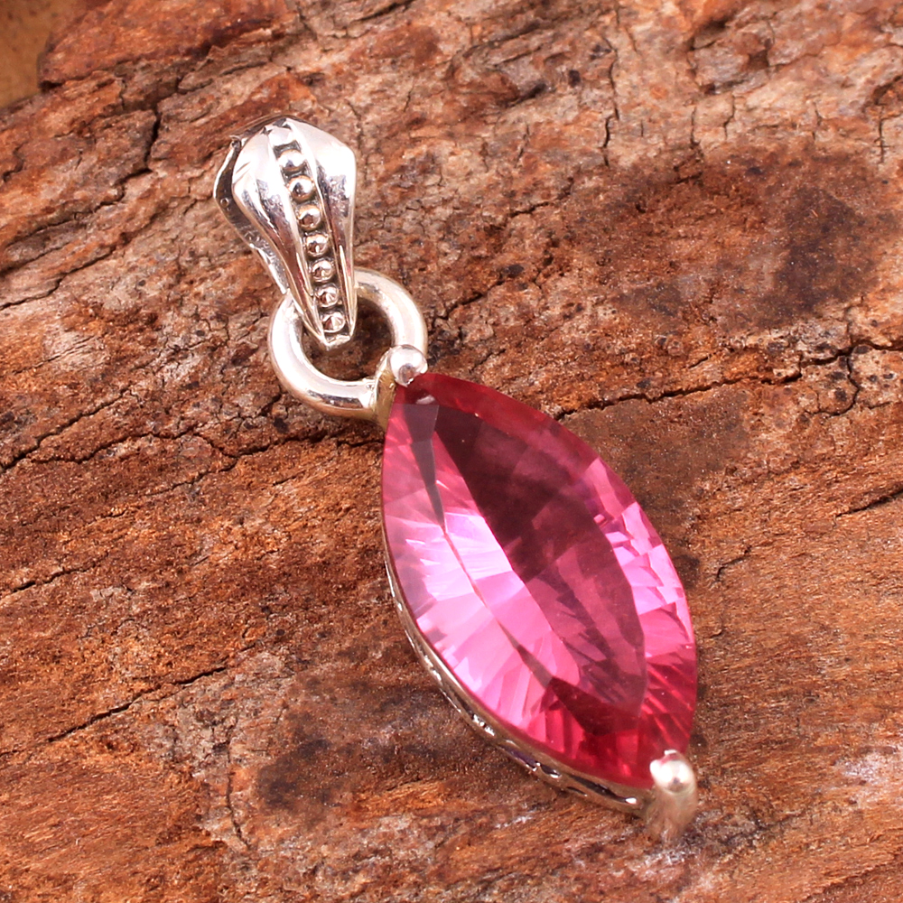 Marquise Pendant Pink Pendant Silver Pendant