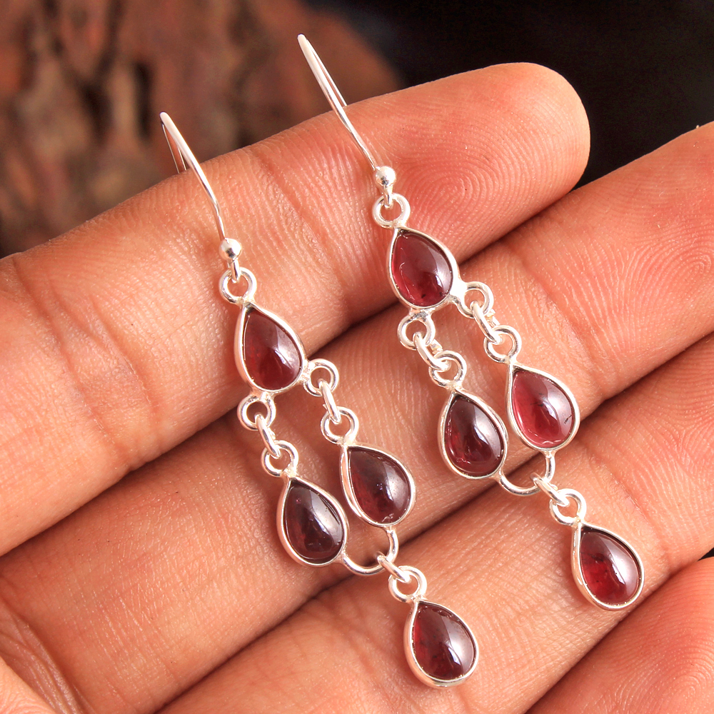 925 Sterling Silver Dangle Earring Dangle Earring Silver Earring Gemstone Earring Garnet Jewelry Gemstone Earring