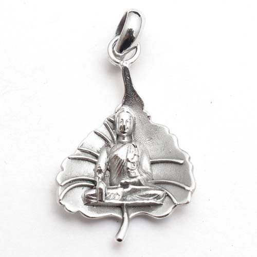 Buddha Design Pendant Palm Leaf Pendant Silver Jewelry Silver Pendant Spiritual Pendant