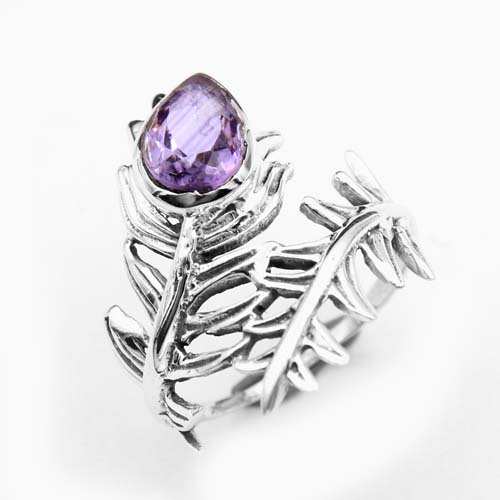 925 Sterling Silver Amethyst Ring Birthday Gift Christmas Gift Crystal Ring Designer Ring Halloween Gift Handmade Jewelry Pear Gemstone Silver Ring Solitaire Ring Wedding Ring