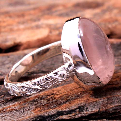 925 Sterling Silver Birthday Gift Christmas Gift Crystal Ring Halloween Gift Handmade Jewelry Oval Shape Gemstone Rose Quartz Ring Silver Ring Solitaire Ring