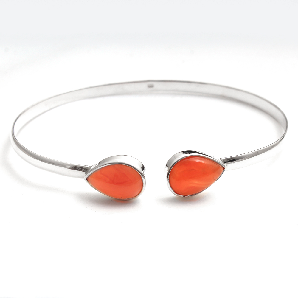 925 Sterling Silver Birthday Gift Carnelian Bracelet Christmas Gift Cuff Bracelet Gemstone Bracelet Halloween Gift Handmade Jewelry Pear Shape Gemstone Silver Bracelet