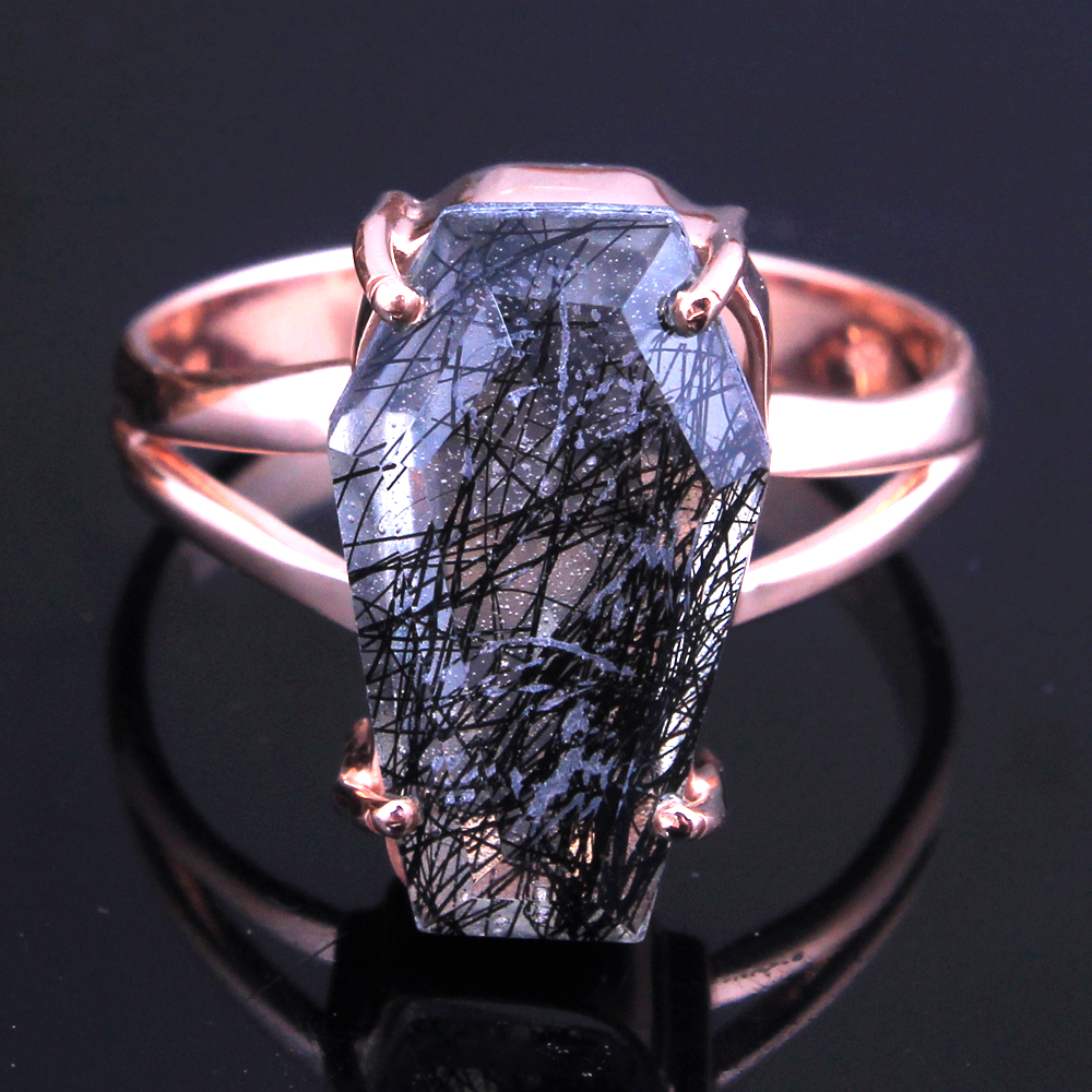 Anniversary Gift Birthday Gift Christmas Gift Crystal Ring Faceted Ring Gemstone Ring Handmade Jewelry Handmade Ring Rose Gold Plated Ring Rutile Quartz Ring