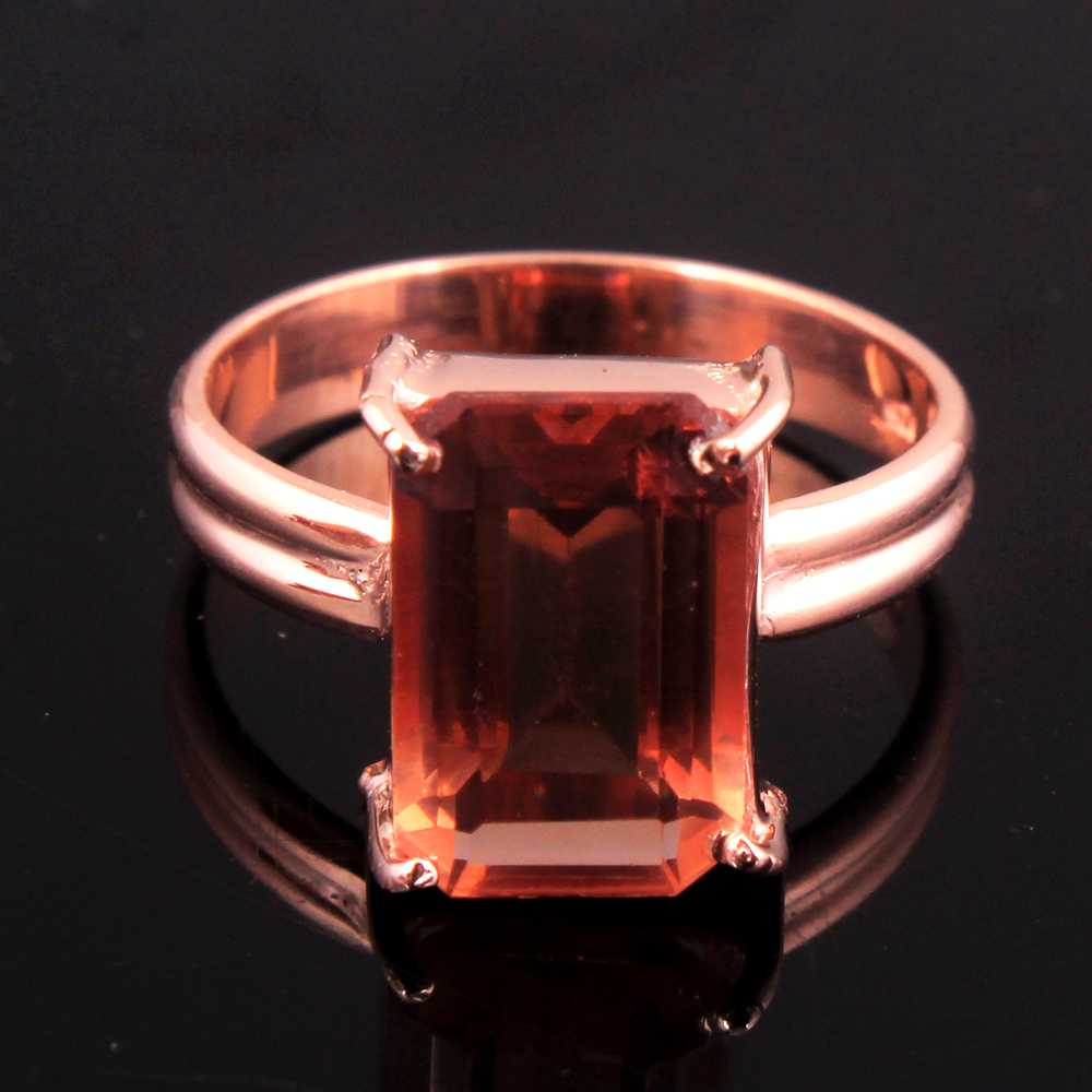 Anniversary Gift Baguette Cut Ring Birthday Gift Christmas Gift Crystal Ring Faceted Ring Gemstone Ring Handmade Jewelry Handmade Ring Lemon Topaz Ring Rose Gold Plated Ring