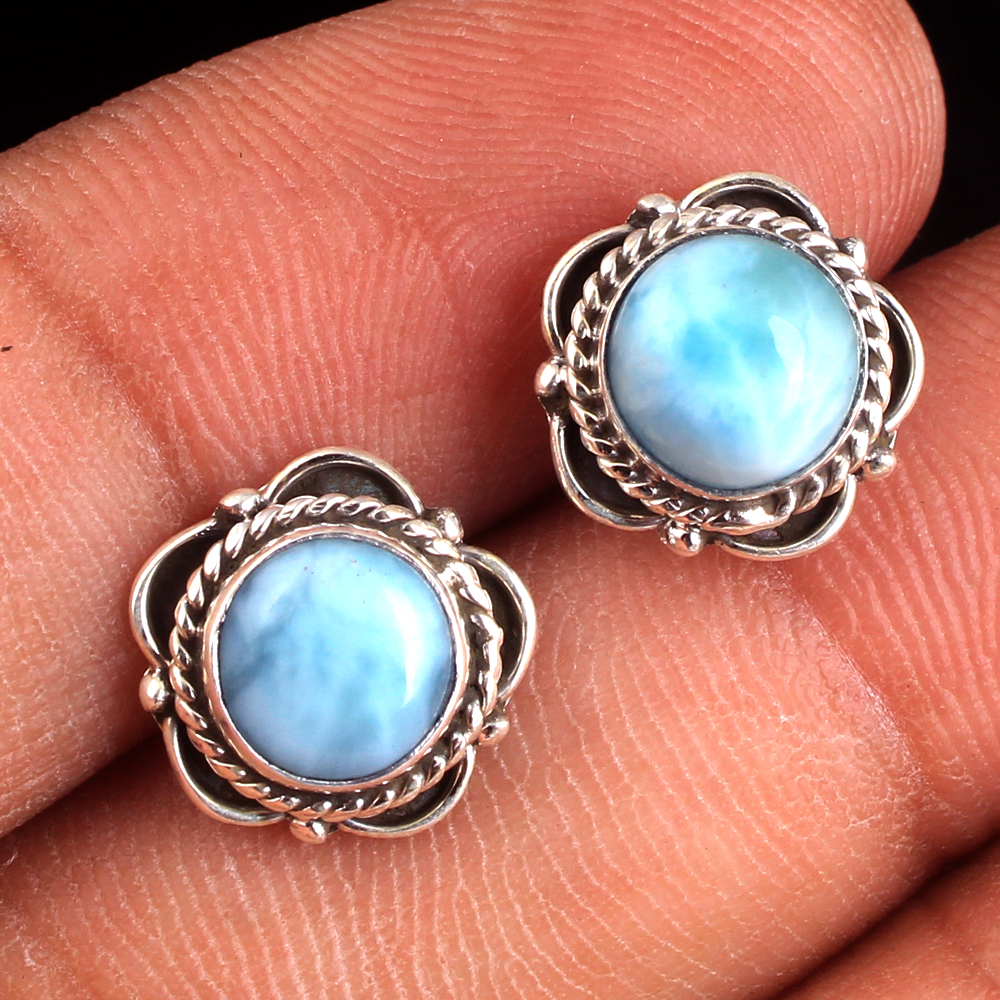 925 Sterling Silver Anniversary Gift Birthday Gift Christmas Gift Designer Earring Gemstone Earring Handmade Earring Handmade Jewelry Larimar Earring Newyear Gift Silver Earring Silver Jewelry Studs Earring Women Earring Women Jewelry