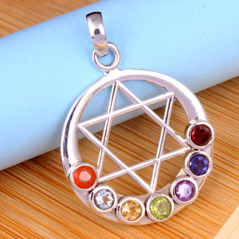 Seven Stone Pendant Chakra Pendant Faceted Pendant Silver Pendant Designer Pendant 925 Sterling Silver Jewelry Christmas Gift Halloween Gift 