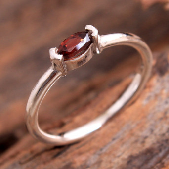 Red Garnet Ring Faceted Gemstone Ring Silver Ring Red Gemstone Ring Designer Ring 925 Sterling Silver Jewelry Crystal Ring Christmas Gift New Year Gift