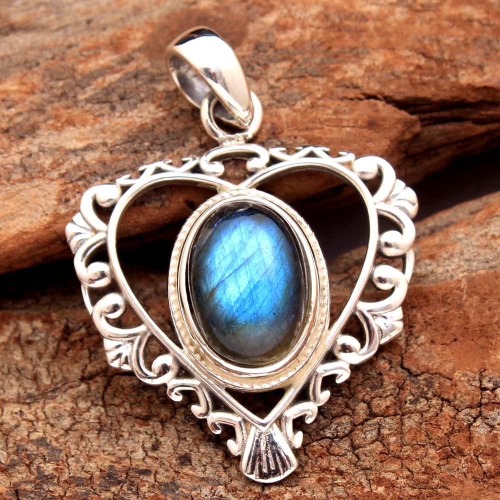 925 Sterling Silver Birthday Gift Christmas Gift Gemstone Pendant Gift For Her Handmade Jewelry Heart Pendant Labradorite Pendant Silver Pendant Women Jewelry