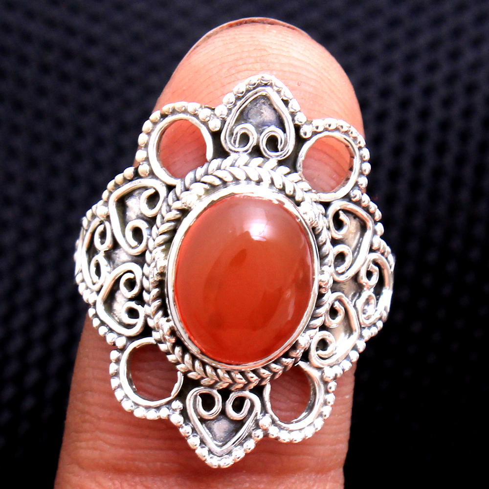 Carnelian Ring Handmade Ring Natural Gemstone Oval Gemstone