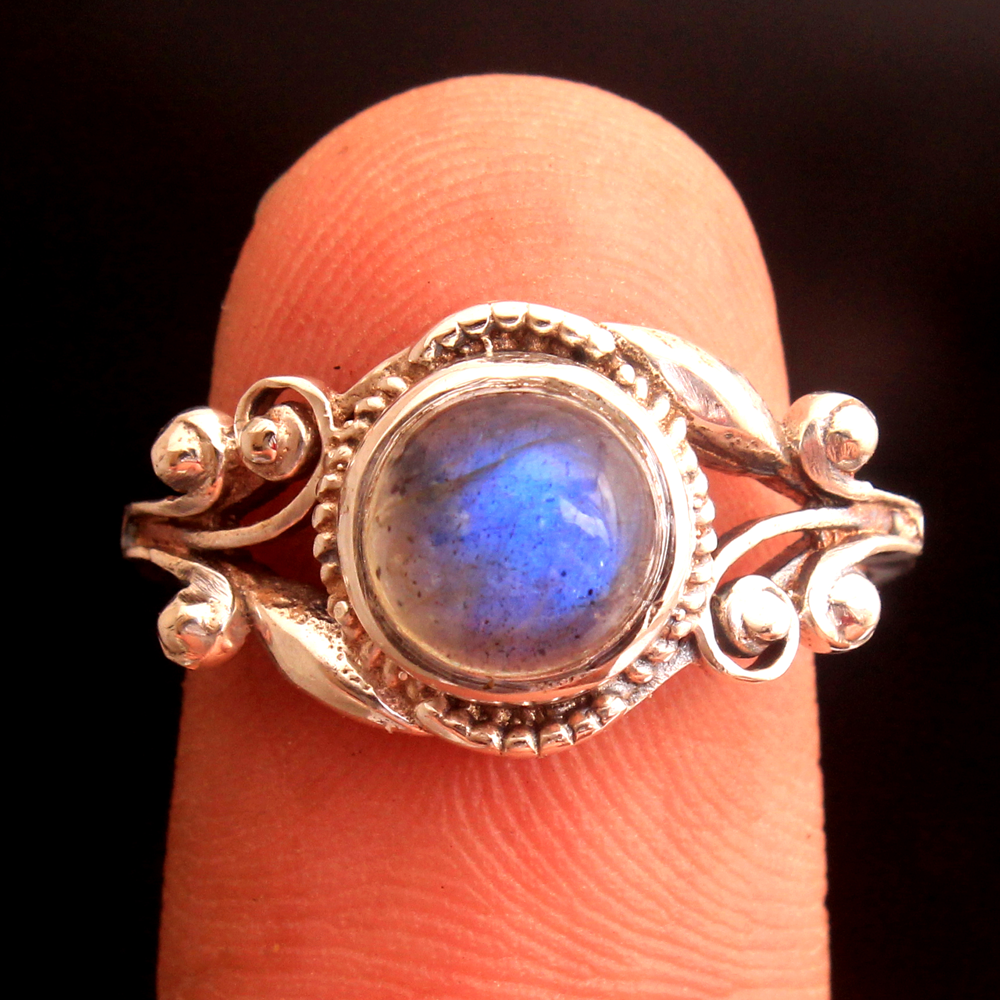 Gemstone  Jewelry Labradorite Ring Round Gemstone Ring Silver Charm Jewelry Silver Ring Statement Jewelry Women Ring