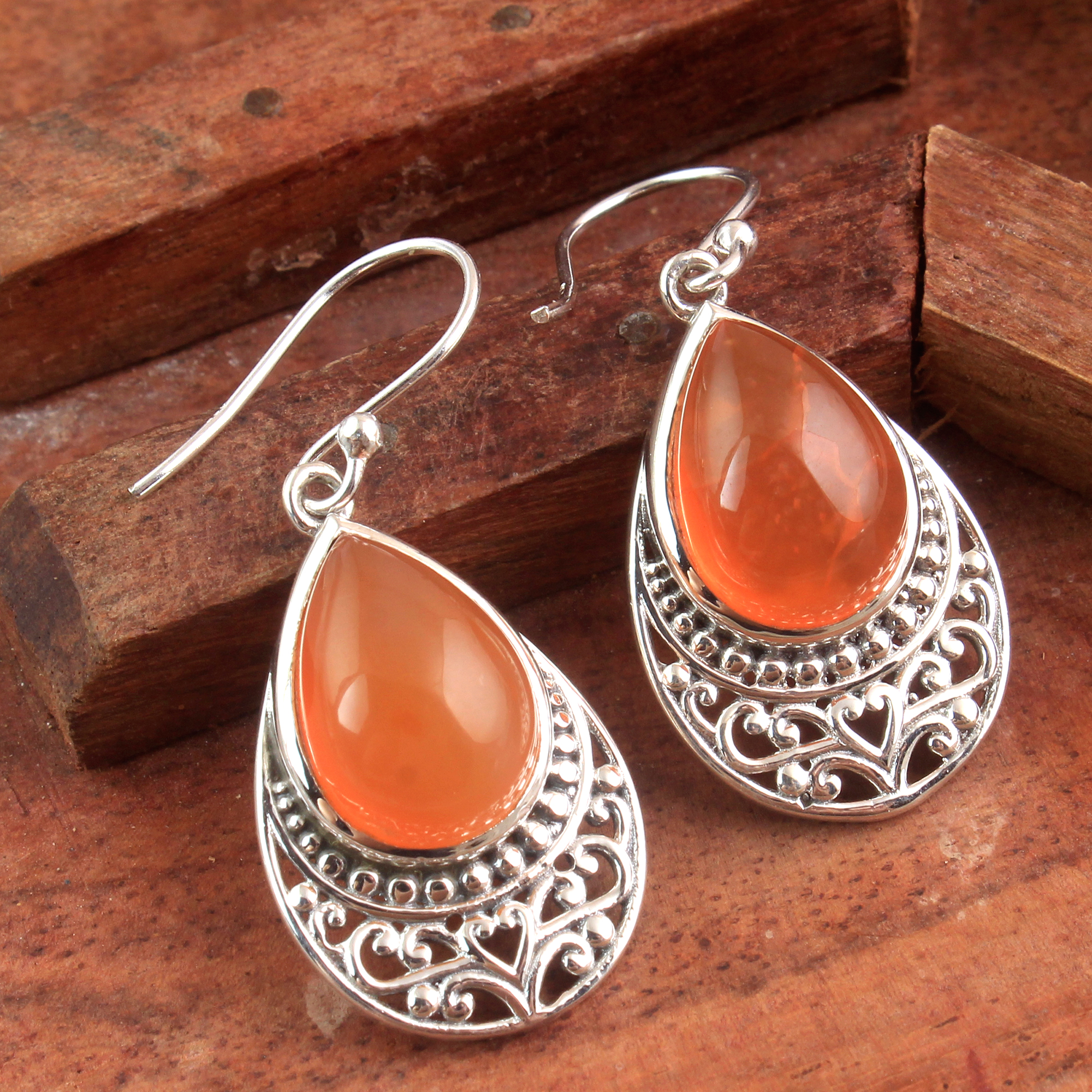 Carnelian Earring Handmade Earring Pear Gemstone