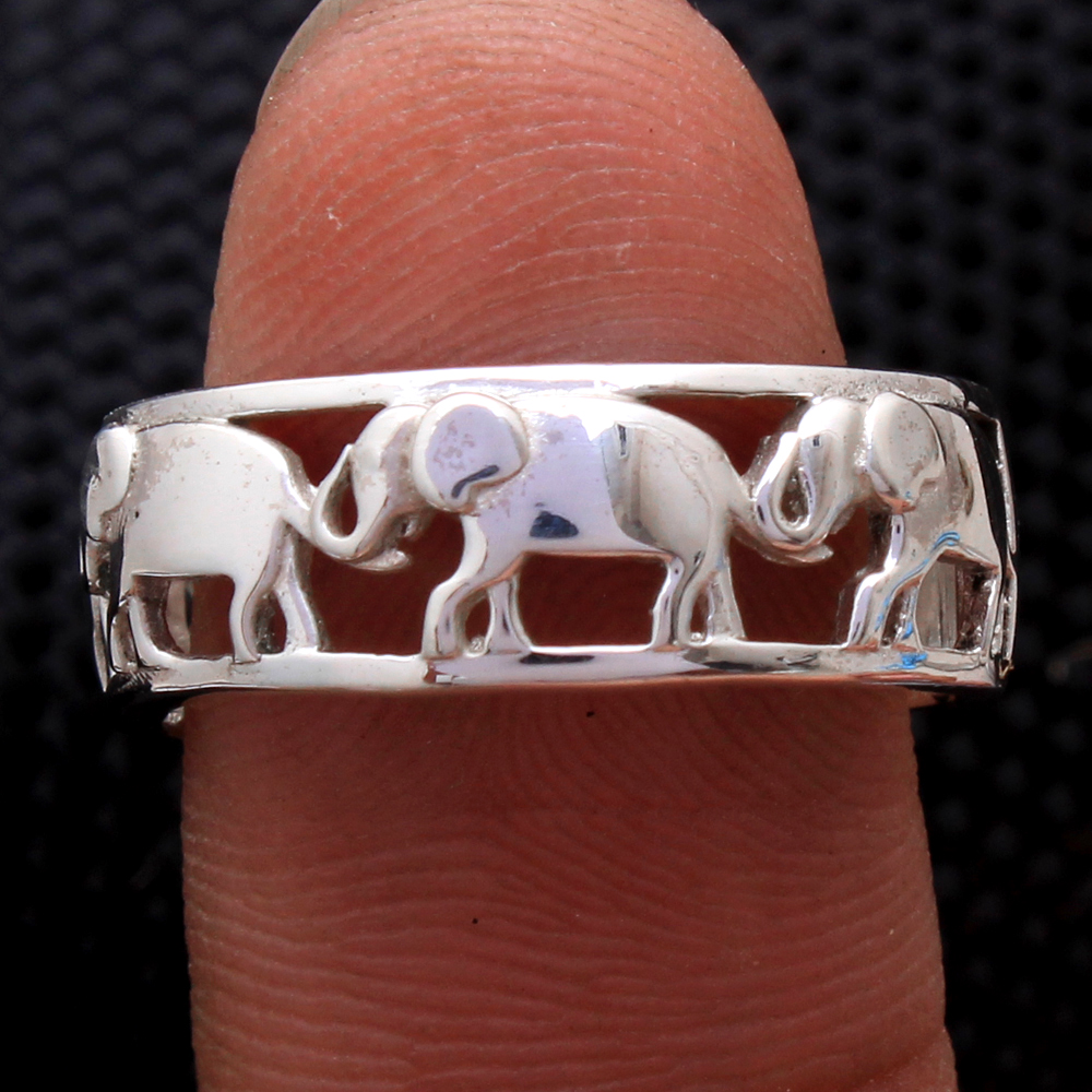 Artistic Ring Elephant Band Ring Silver Ring Statement Ring