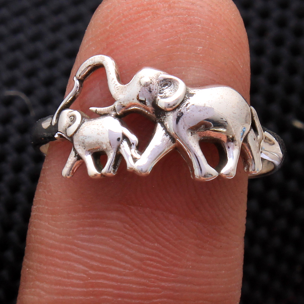 Artistic Ring Elephant Ring Silver Charm Jewelry
