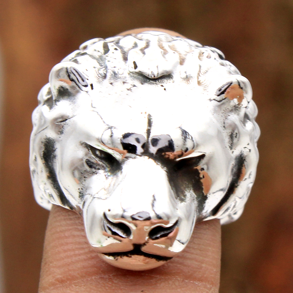 Lion Face Ring Lion Ring Silver Charm Jewelry Silver Ring