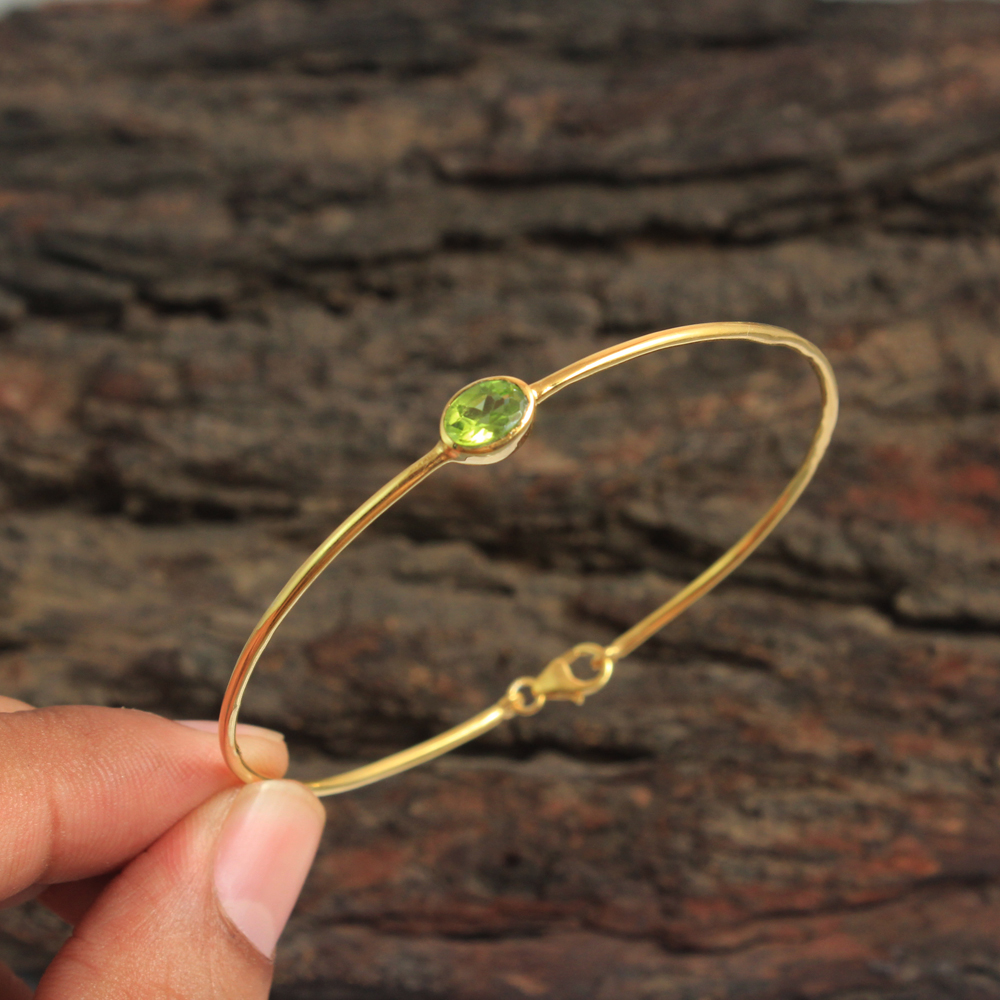 925 Sterling Silver Bangle Bracelet Fashion Jewelry Gift For Her Handmade Jewelry Peridot Bracelet Silver Jewelry Statement Jewelry