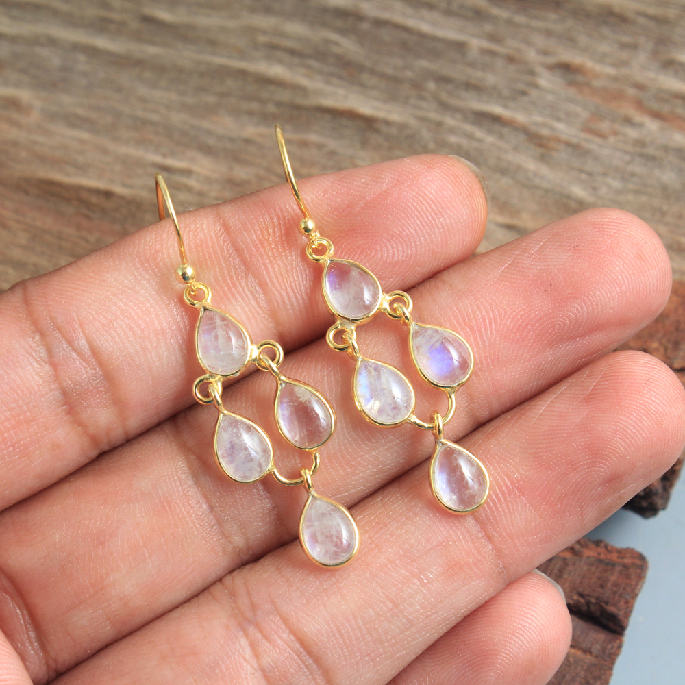 925 Sterling Silver Dangle Earring Gemstone  Jewelry Gift For Her Handmade Earring Moonstone Earring Silver Jewelry Women Jewelry Yellow Gold Plated Jewelry