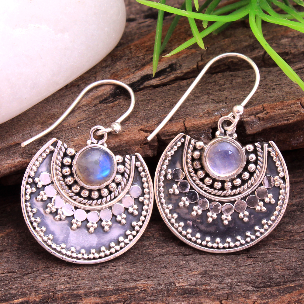 Dangle Jewelry Garnet Earring Gemstone Jewelry Handmade Jewelry Moonstone Earring Statement Jewelry