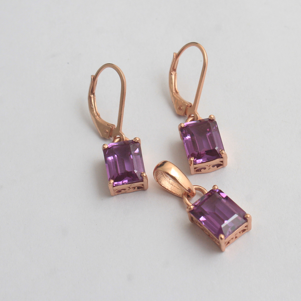 Amethyst Earring Gift For Her Handmade Jewelry Rose Gold Plated Jewelry Silver Jewelry Women Jewelry