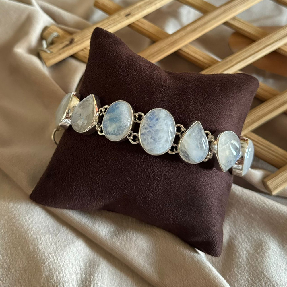Fashion Jewelry Handmade Jewelry Moonstone Bracelet Natural Gemstone Natural Moonstone Solid Bracelet Statement Jewelry