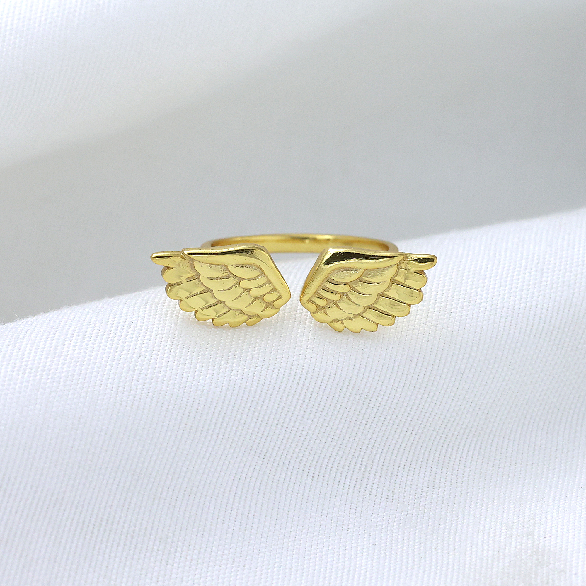 925 Sterling Silver Angel Wings Ring Anniversary Gift Birthday Gift Christmas Gift Easter Gift Gift For Her Gold Plated Jewelry Graduation Gift Handmade Jewelry Men's Jewelry Men's Ring Silver  Ring Silver Jewelry Unisex Ring Valentines Gift Women Jewelry Women Ring Yellow Gold Plated Ring