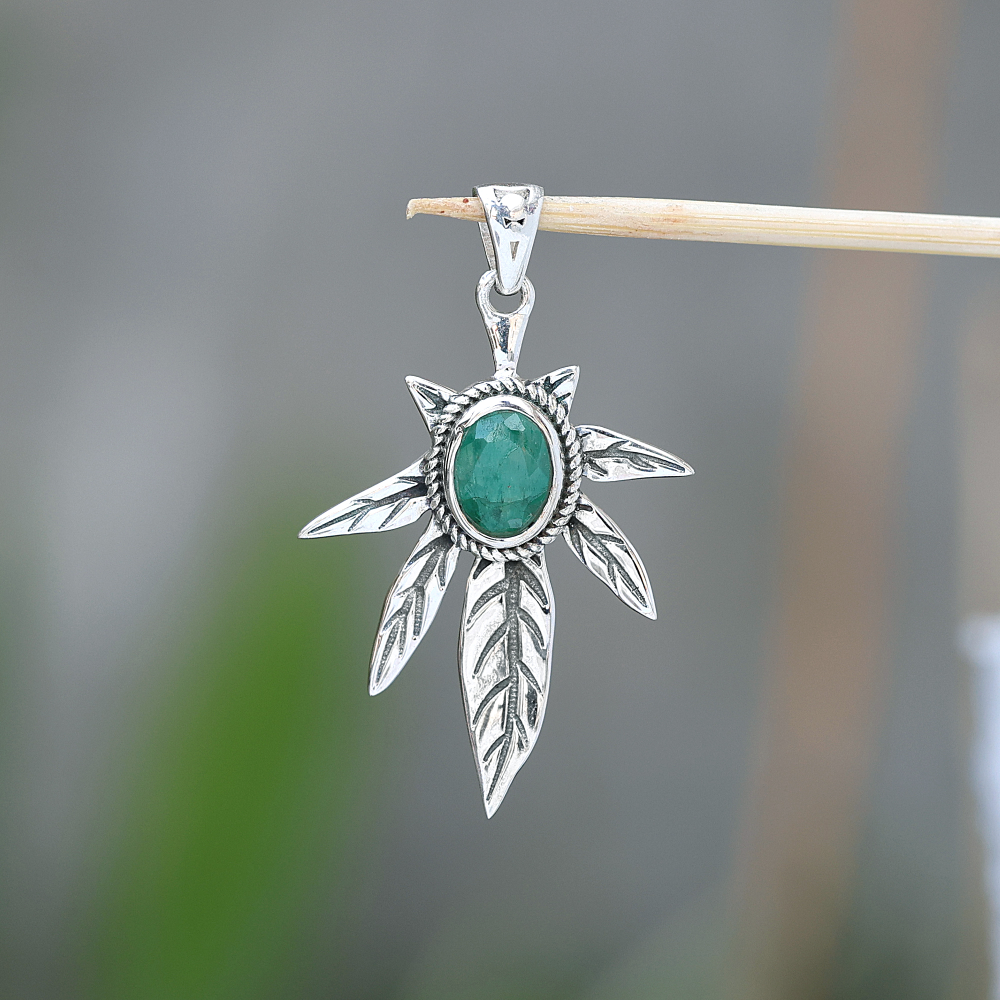 925 Sterling Silver Anniversary Gift Birthday Gift Birthstone Jewelry Christmas Gift Emerald Pendant Gemstone Pendant Gift For Her Palm Leaf Pendant Silver Jewelry Silver Pendent Tree Of Life Pendant Women Jewelry Women Pendant