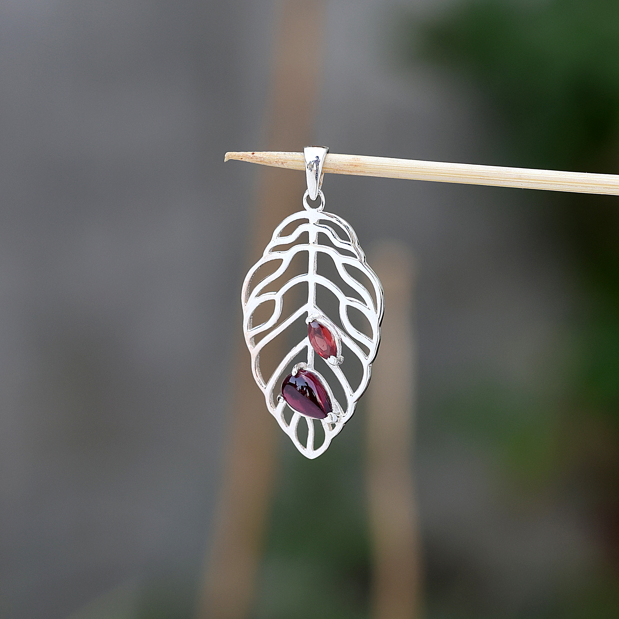925 Sterling Silver Anniversary Gift Birthday Gift Birthstone Jewelry Christmas Gift Easter Gift Garnet Pendant Gemstone Pendant Gift For Her Graduation Gift Handmade Jewelry Handmade Pendant Palm Leaf Pendant Silver Jewelry Silver Pendant Tree Of Life Pendant Unisex Jewelry