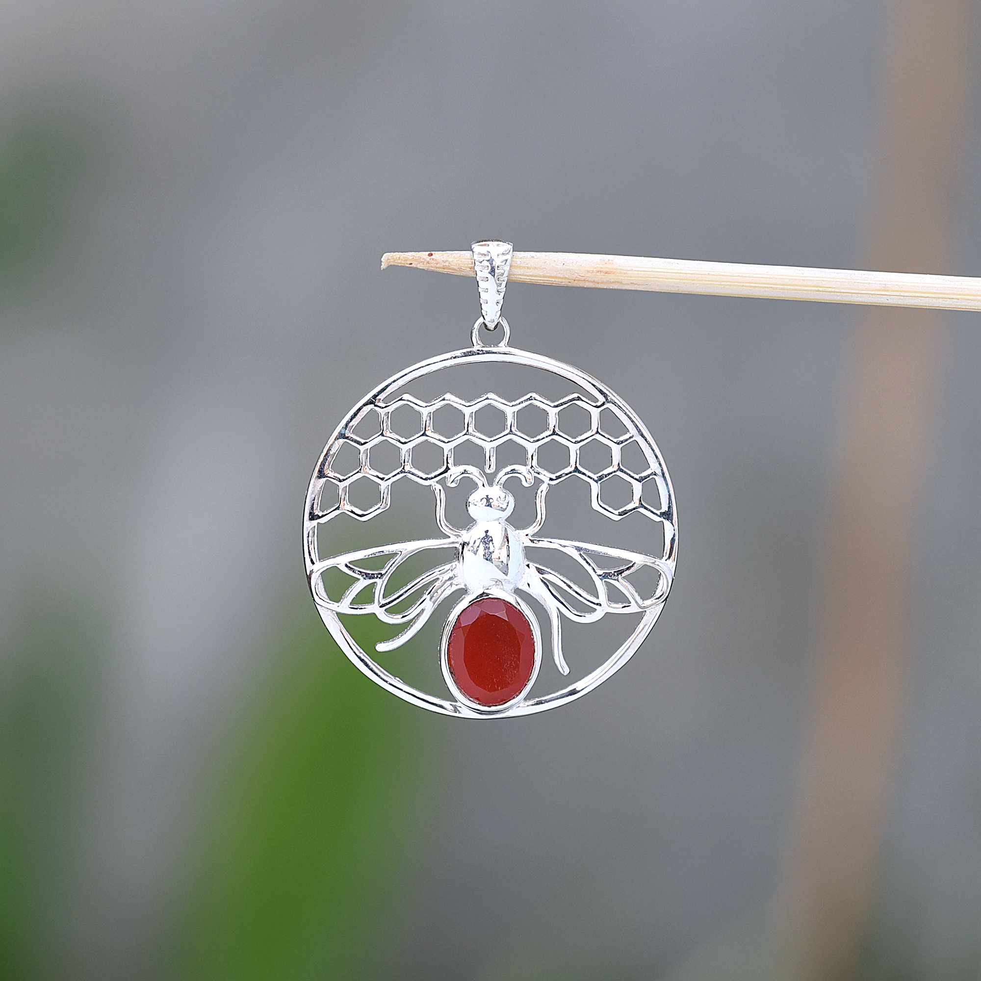 925 Sterling Silver Animal Jewelry Anniversary Gift Birthday Gift Birthstone Jewelry Carnelian Pendant Easter Gift Gemstone Pendant Gift For Her Graduation Gift Handmade Jewelry Handmade Pendant Honey Bee Pendant Jewelry For Sale Silver Jewelry Silver Pendent Unisex Jewelry Women Jewelry Women Pendant