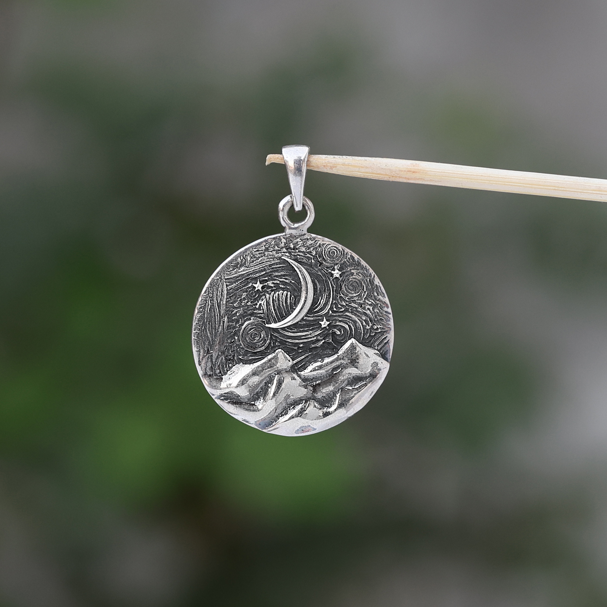 925 Sterling Silver Anniversary Gift Birthday Gift Christmas Gift Easter Gift Gift For Her Graduation Gift Handmade Jewelry Handmade Pendant Silver Jewelry Silver Pendant Starry Night Pendant Unisex Jewelry Unisex Pendant Women Jewelry Women Pendant