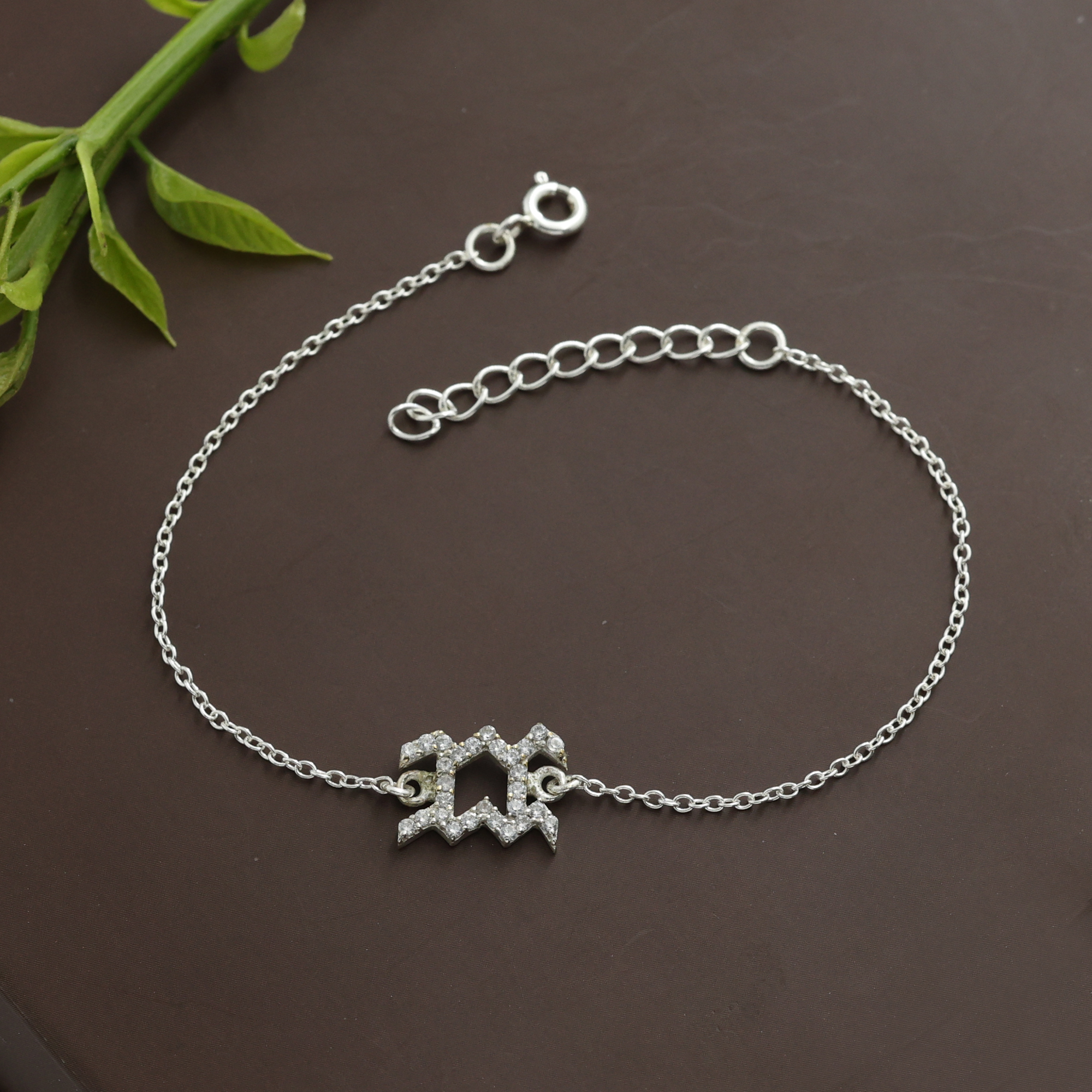 925 Sterling Silver Anniversary Gift Aquarius Zodiac Sign Bracelet Astrological Bracelet Birthday Gift Gift For Her Gift For Mom Handmade Bracelet Handmade Jewelry Silver Bracelet Silver Jewelry Valentines Gift Women Bracelet Women Jewelry Zodiac Sign Bracelet