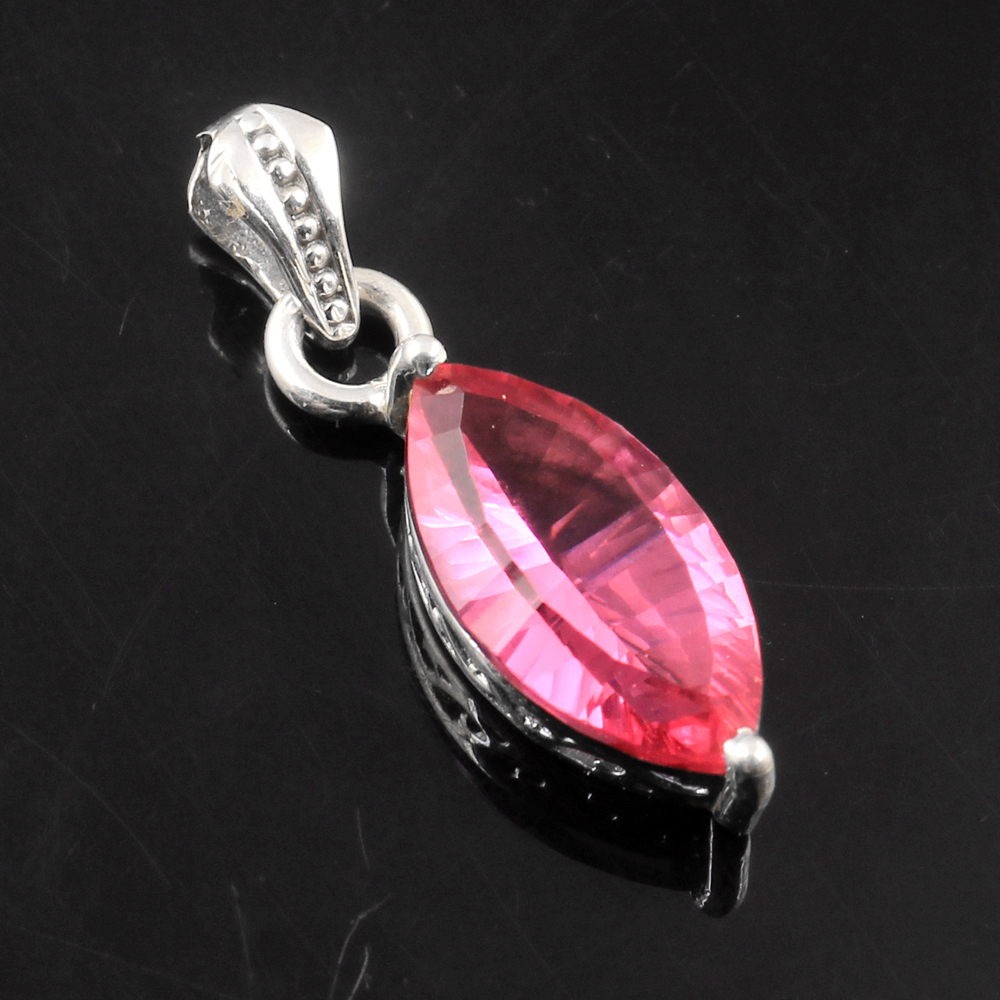 Marquise Pendant Pink Pendant Silver Pendant