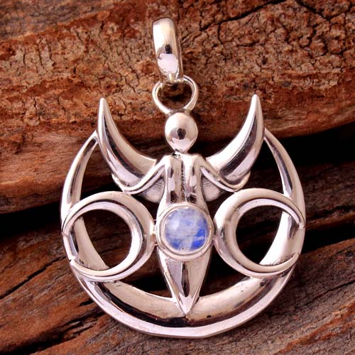 925 Sterling Silver Angel Design Pendant Christmas Gift Halloween Gift Handmade Pendant Moonstone Jewelry Silver Pendant Spiritual Pendant