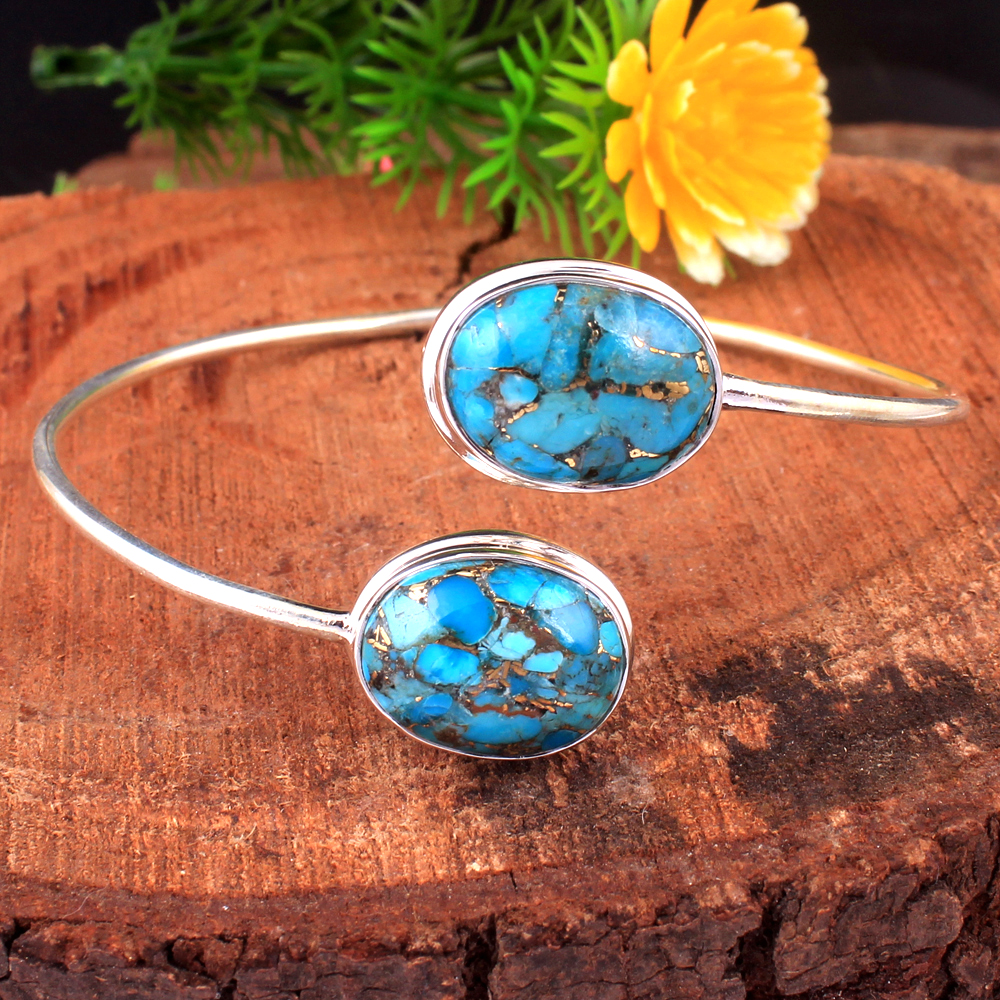 925 Sterling Silver Birthday Gift Christmas Gift Designer Bracelet Gemstone Bracelet Halloween Gift Handmade Jewelry Oval Shape Gemstone Silver Bracelet Turquoise Bracelet