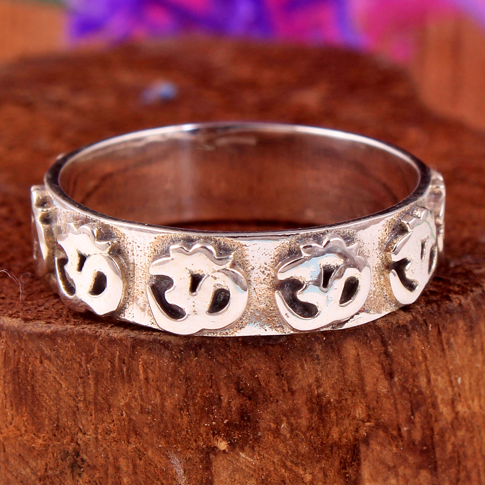 925 Sterling Silver Birthday Gift Christmas Gift Designer Silver Ring Halloween Gift Handmade Jewelry Om Design Ring Silver Ring Solitaire Ring